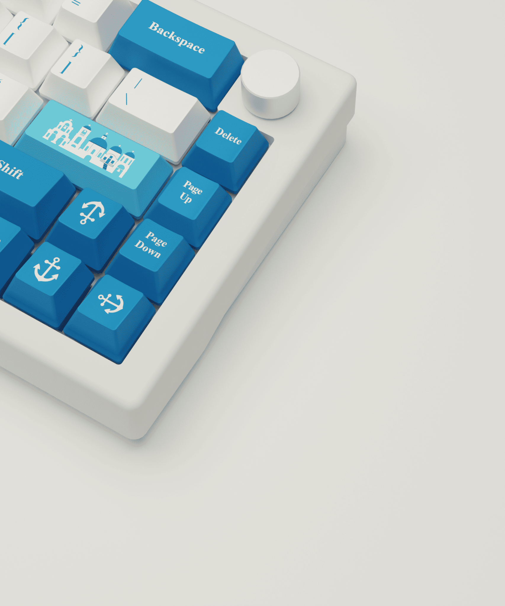 Santorini Story Design Keycaps and Mechanical Keyboard