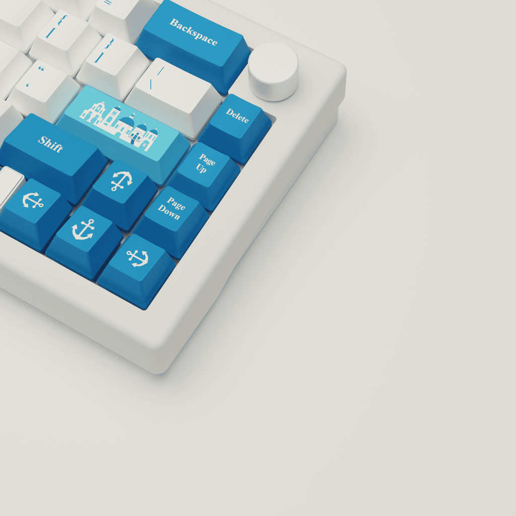 Santorini Story Design Keycaps and Mechanical Keyboard