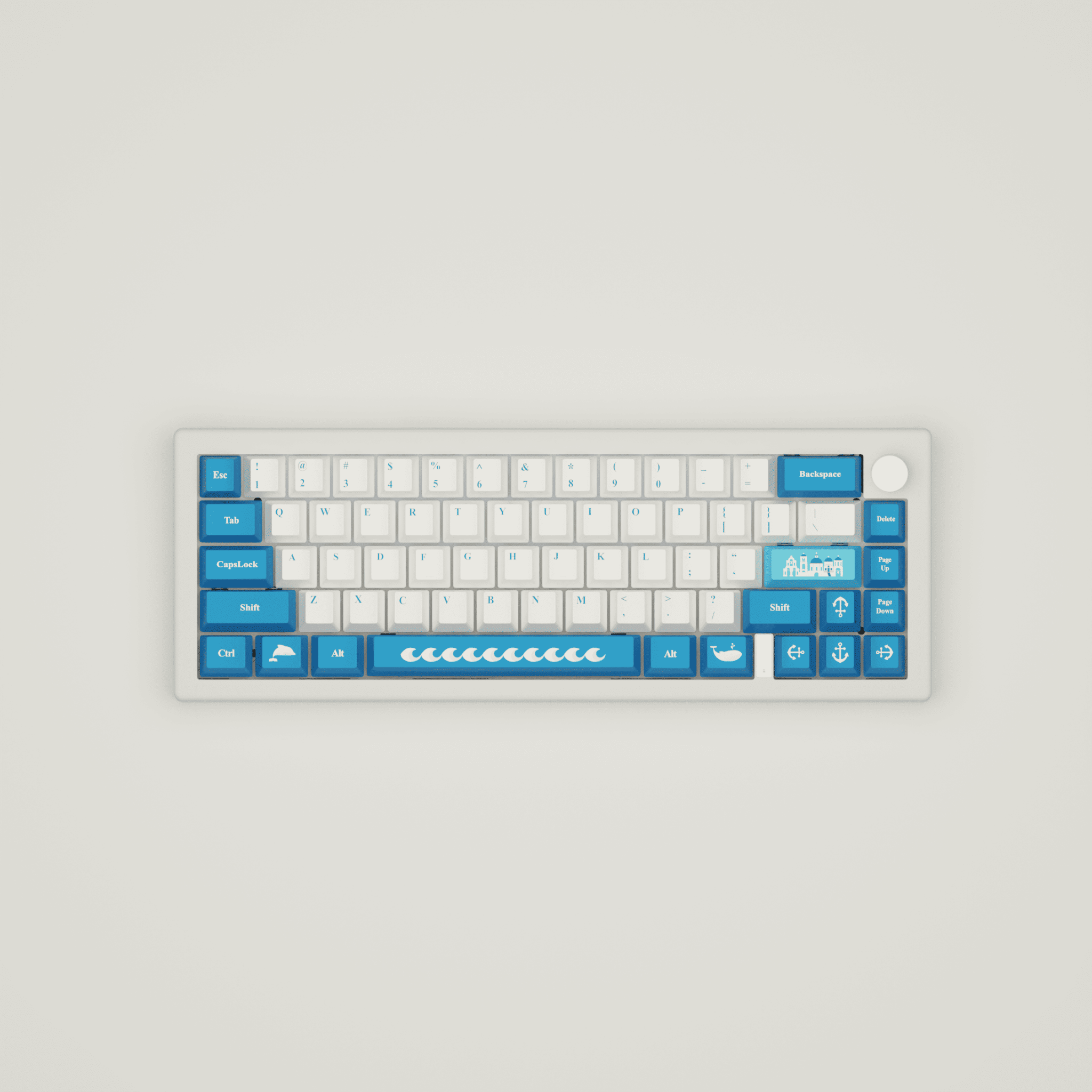 Santorini Story Design Keycaps and Mechanical Keyboard