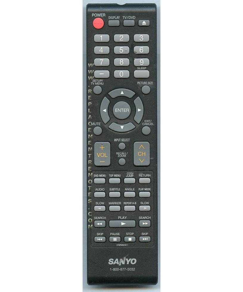 Sanyo 076R0SC011 TV/DVD Remote Control