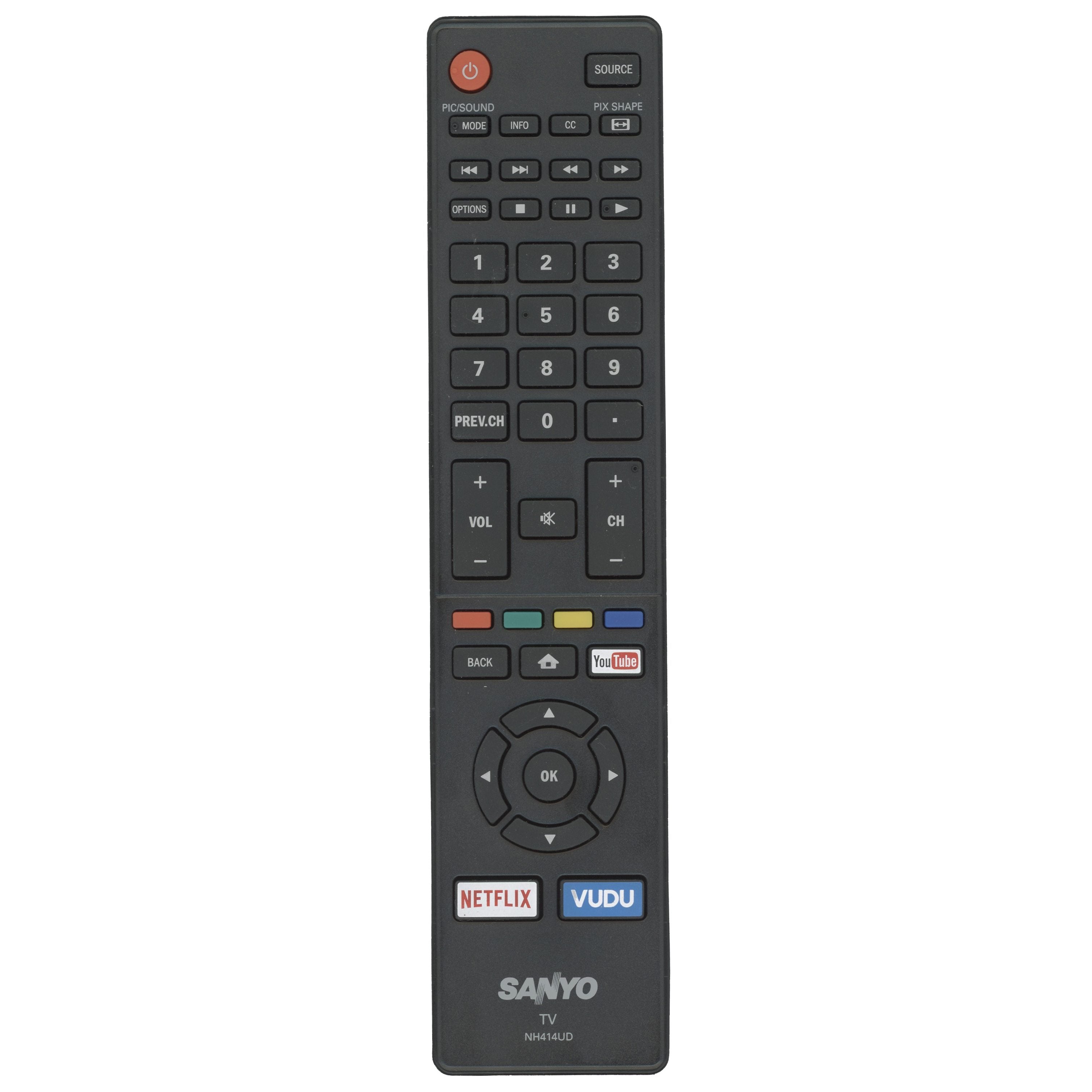 Sanyo NH414UD Smart TV Remote Control | Youtube | Netflix | Vudu - NH414UD