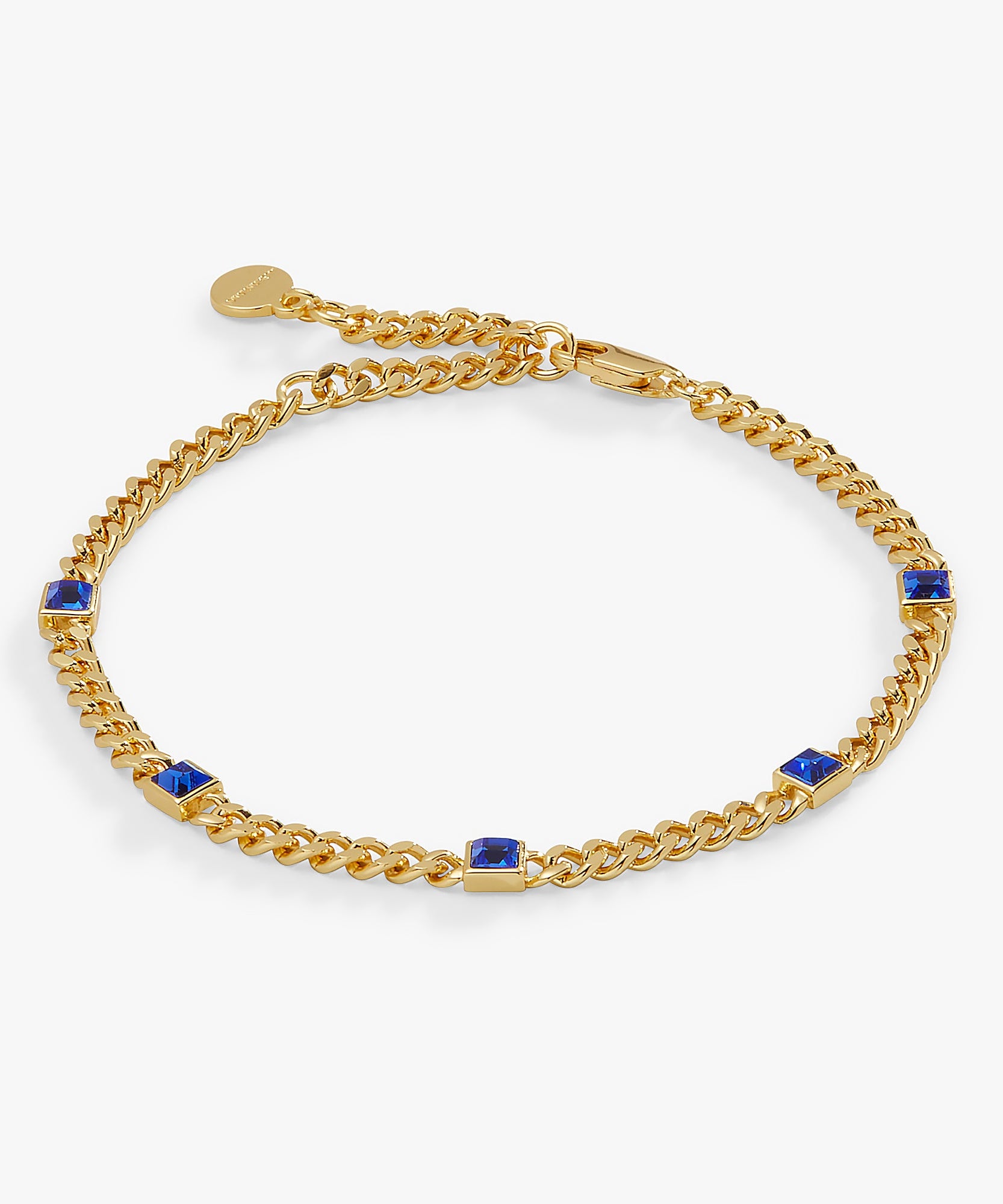 September Birthstone Sapphire Curb Chain Bracelet