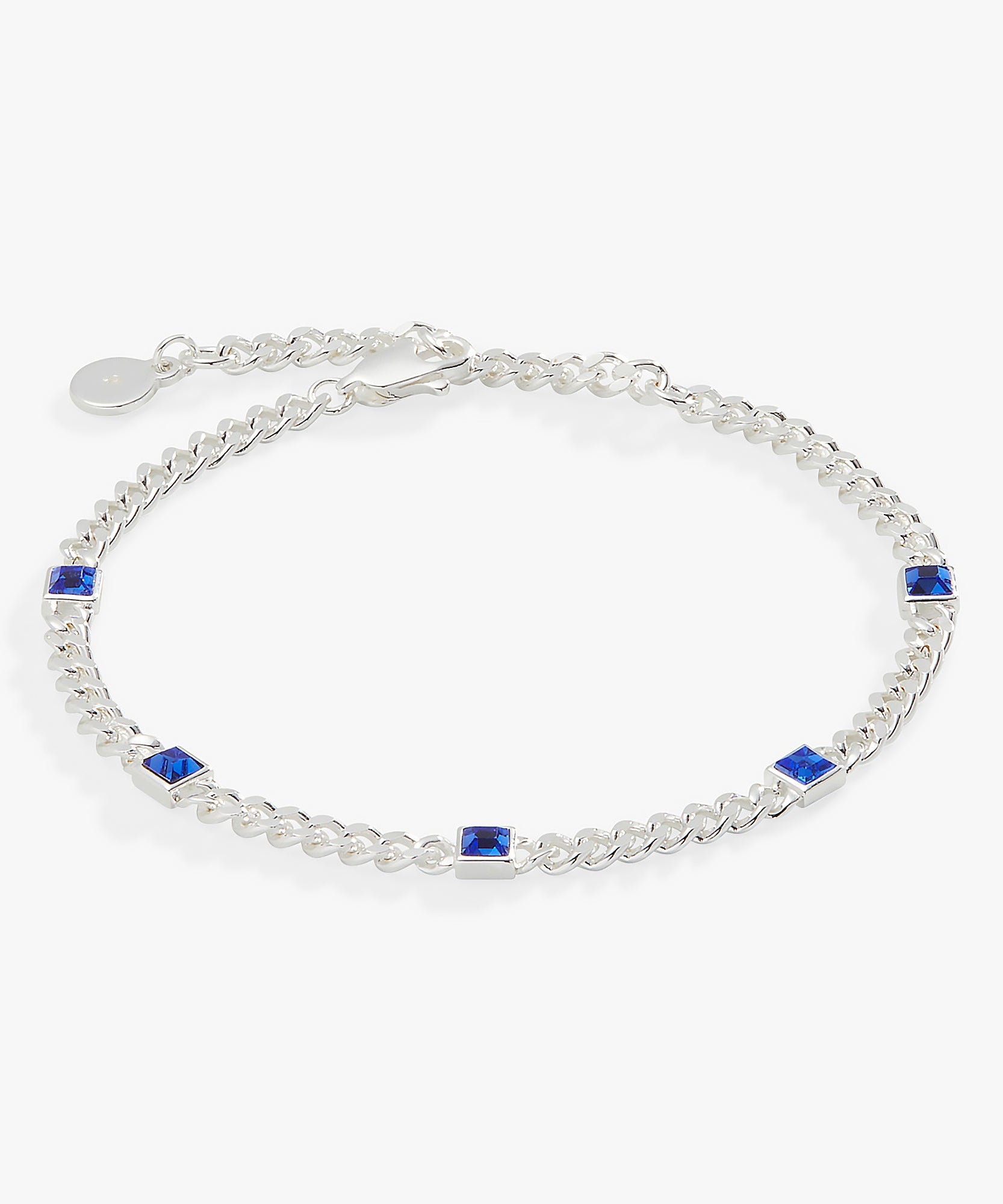September Birthstone Sapphire Curb Chain Bracelet