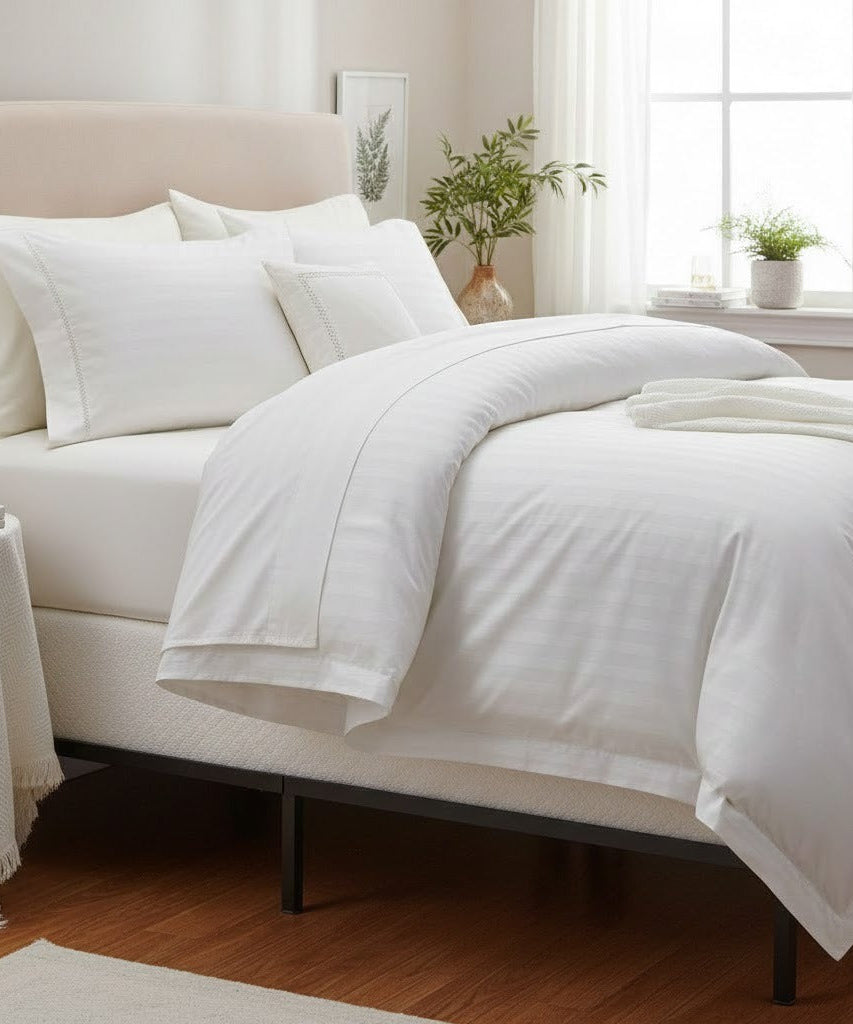 300TC Cotton Sateen Stripe Duvet Cover Set