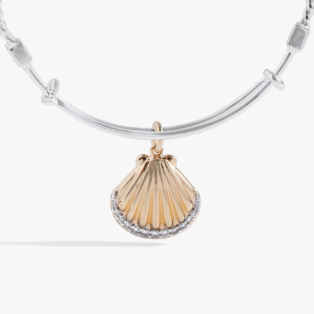 Textured Scallop Seashell Charm Bangle