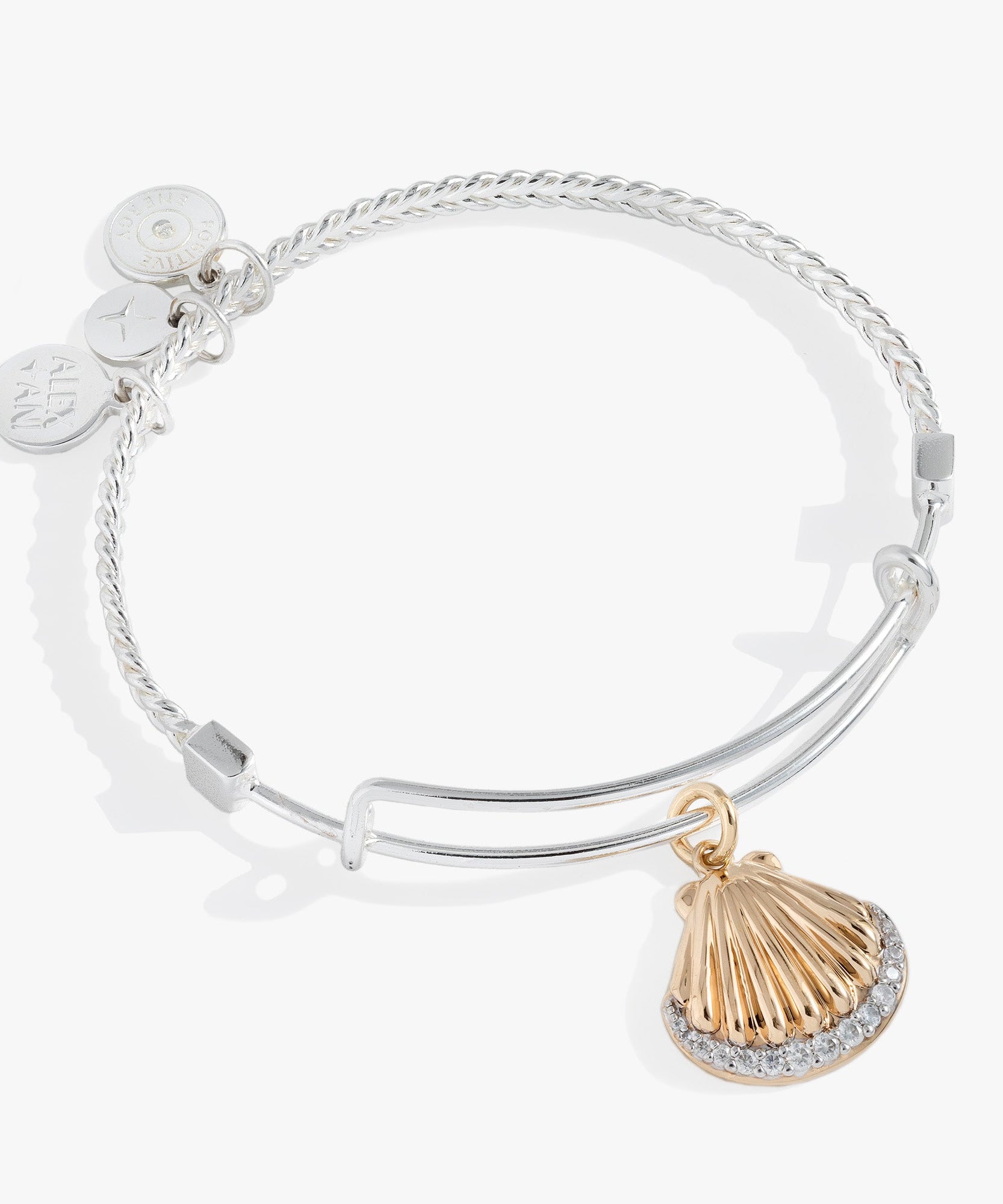Textured Scallop Seashell Charm Bangle