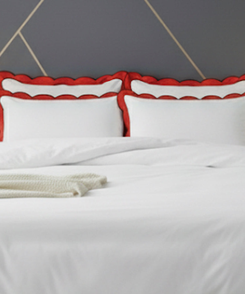 Scalloped & Wavy Applique Embroidery Cotton Duvet Cover Set