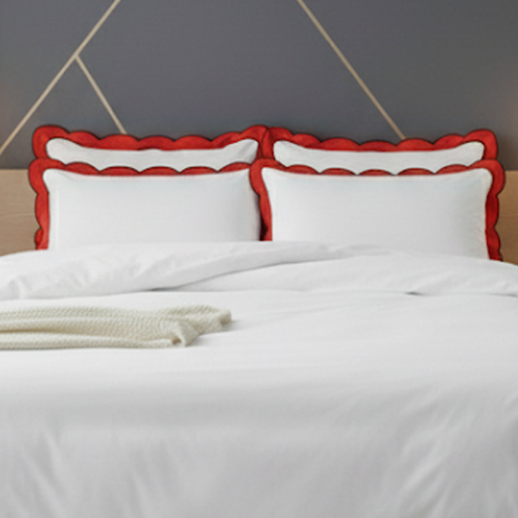 Scalloped & Wavy Applique Embroidery Cotton Duvet Cover Set