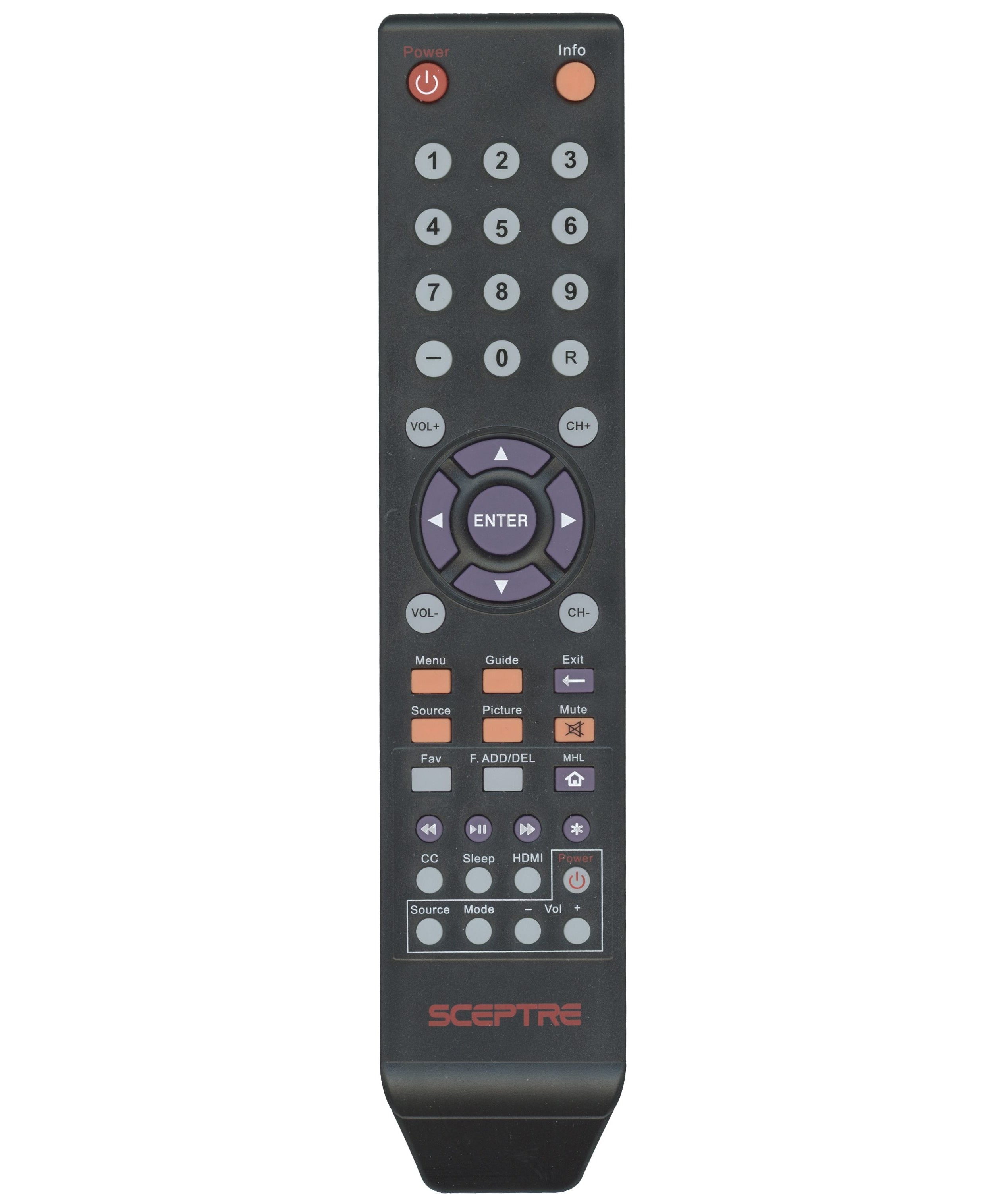 Sceptre 142020479999K TV Remote Control | Roku MHL | sound bar - 142020479999K