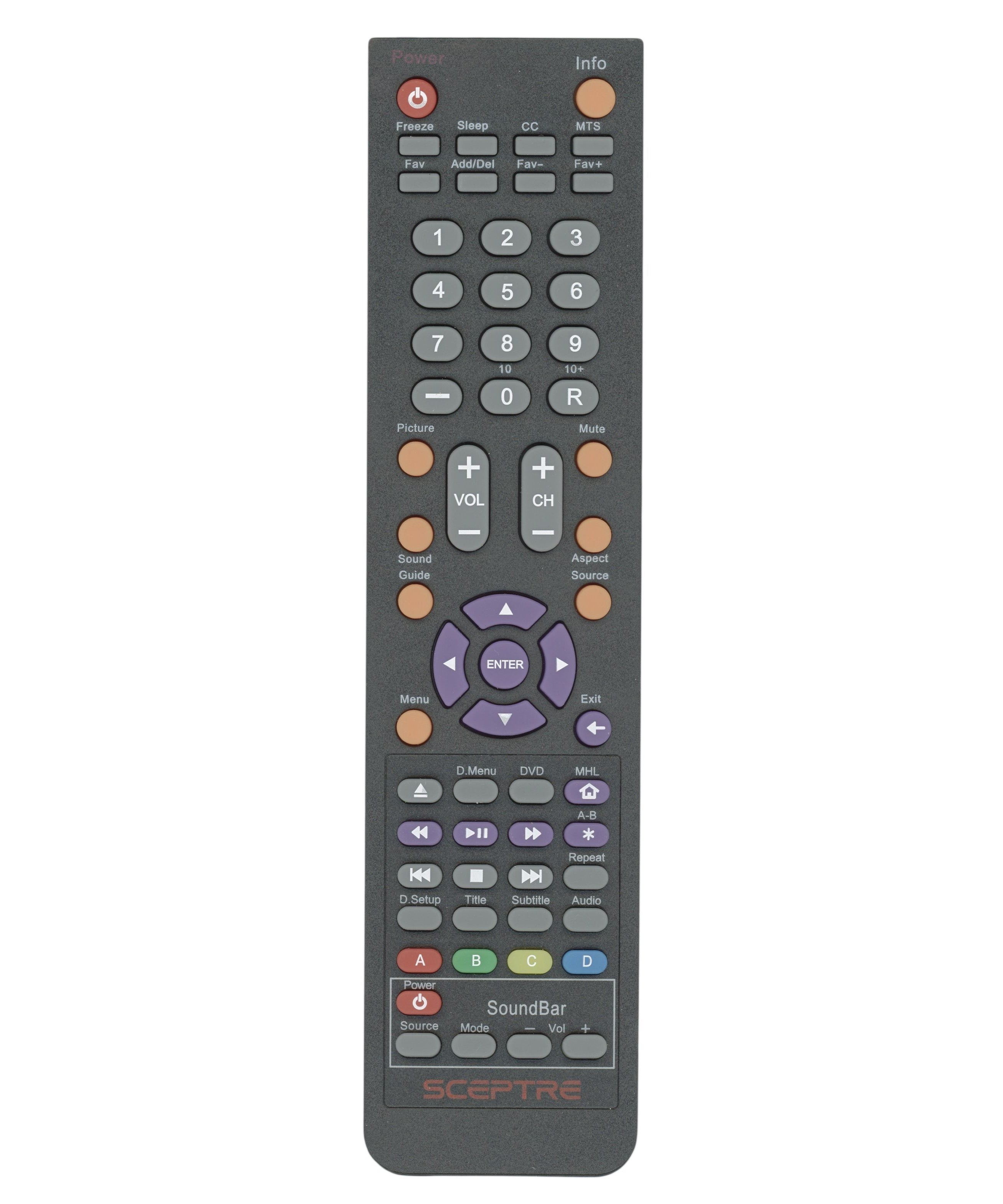 Sceptre 142022370014C TV/DVD Remote Control