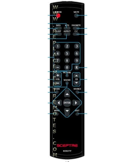 Sceptre RC00277P TV Remote Control