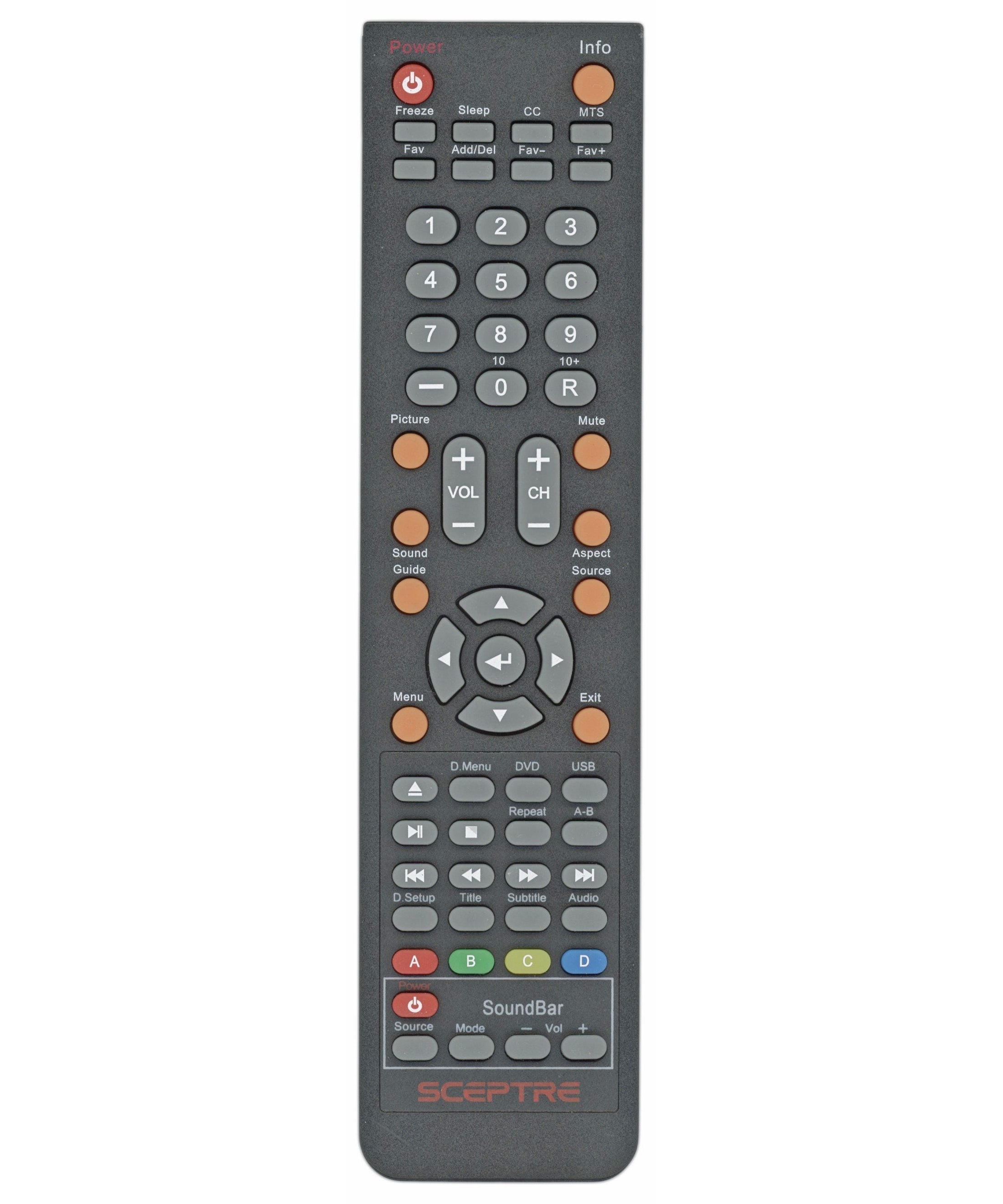 Sceptre X325BV-REM TV/DVD Remote Control