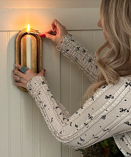 Antiker Kerzenhalter Wandleuchter aus Gold, 2er-Set
