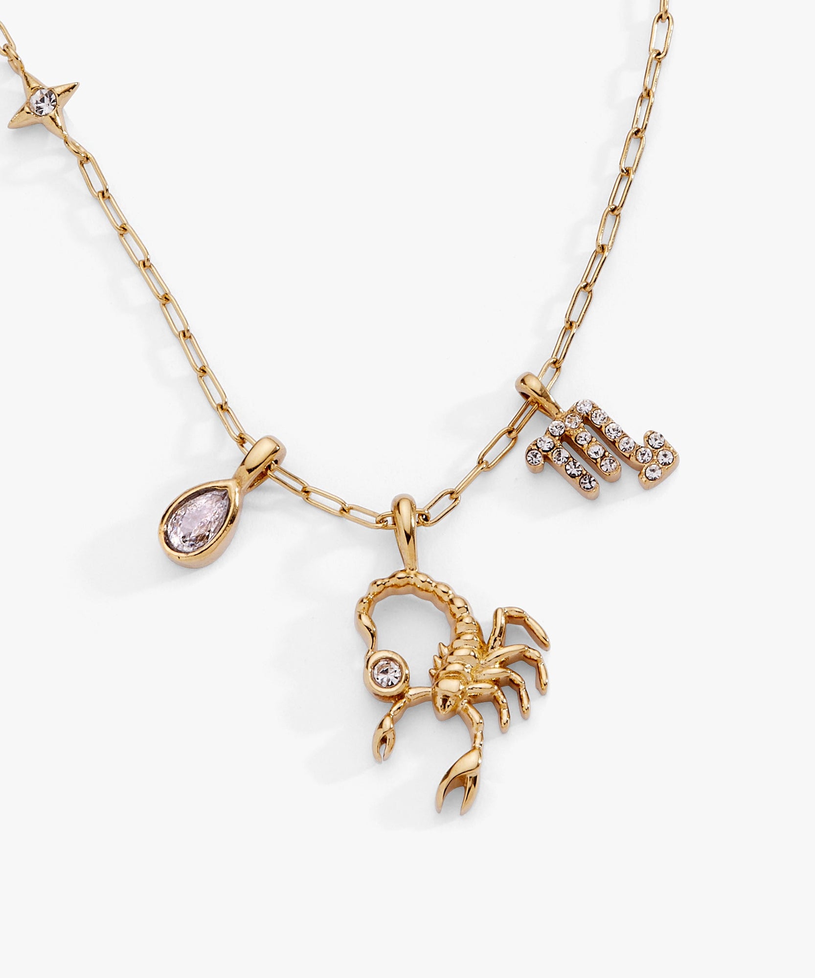 Scorpio Zodiac Charm Cluster Necklace