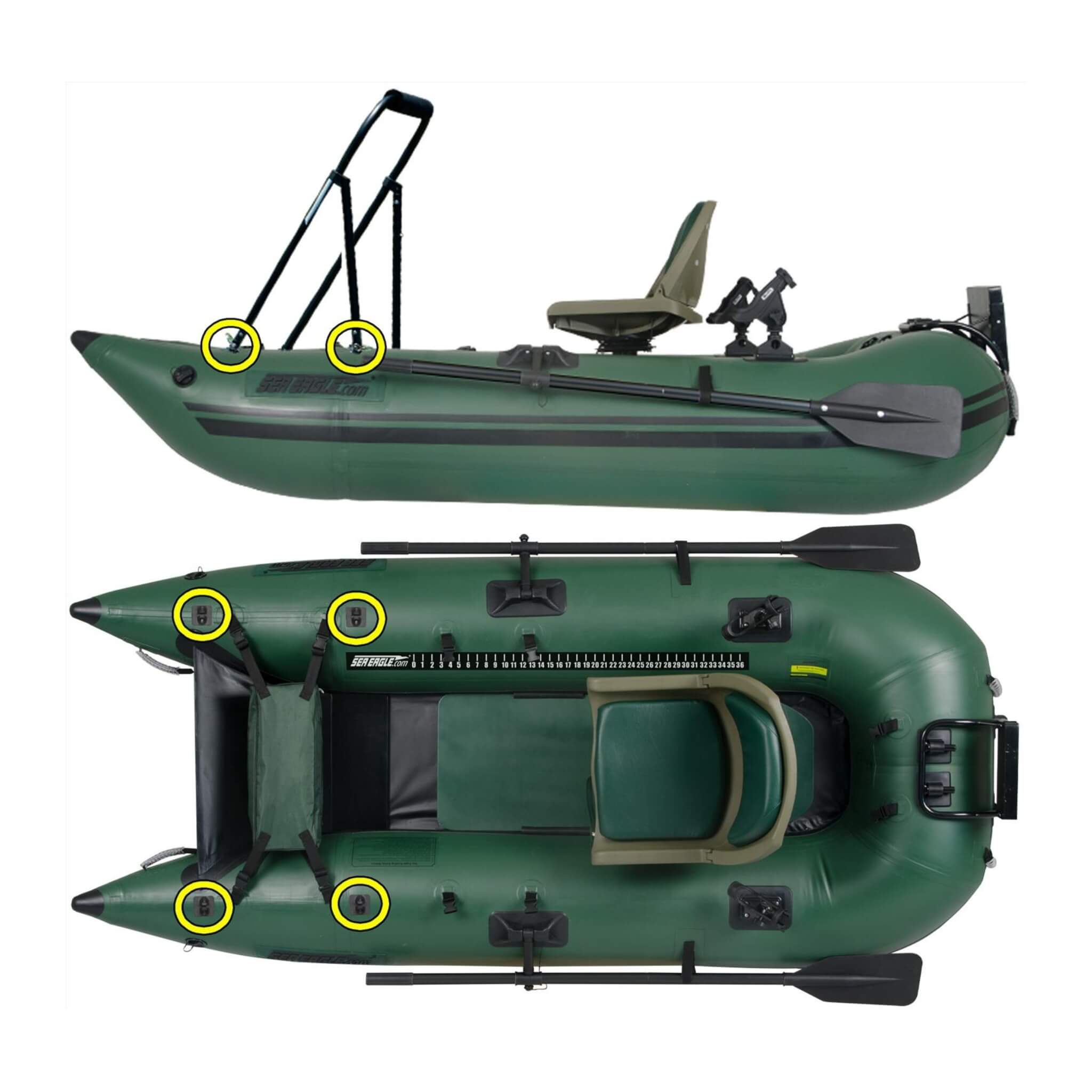 Sea Eagle 1-Person Frameless Pontoon Inflatable Fishing Boat, 9FT [285FPBK] (SAK93163)