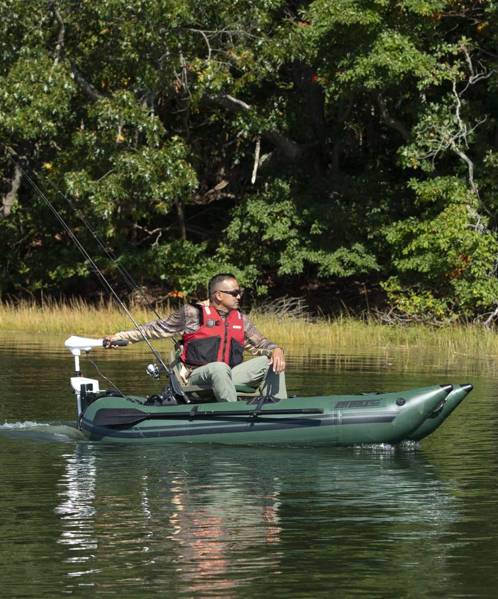 Sea Eagle 1-Person Frameless Pontoon Inflatable Fishing Boat, 9FT [285FPBK] (SAK93163)