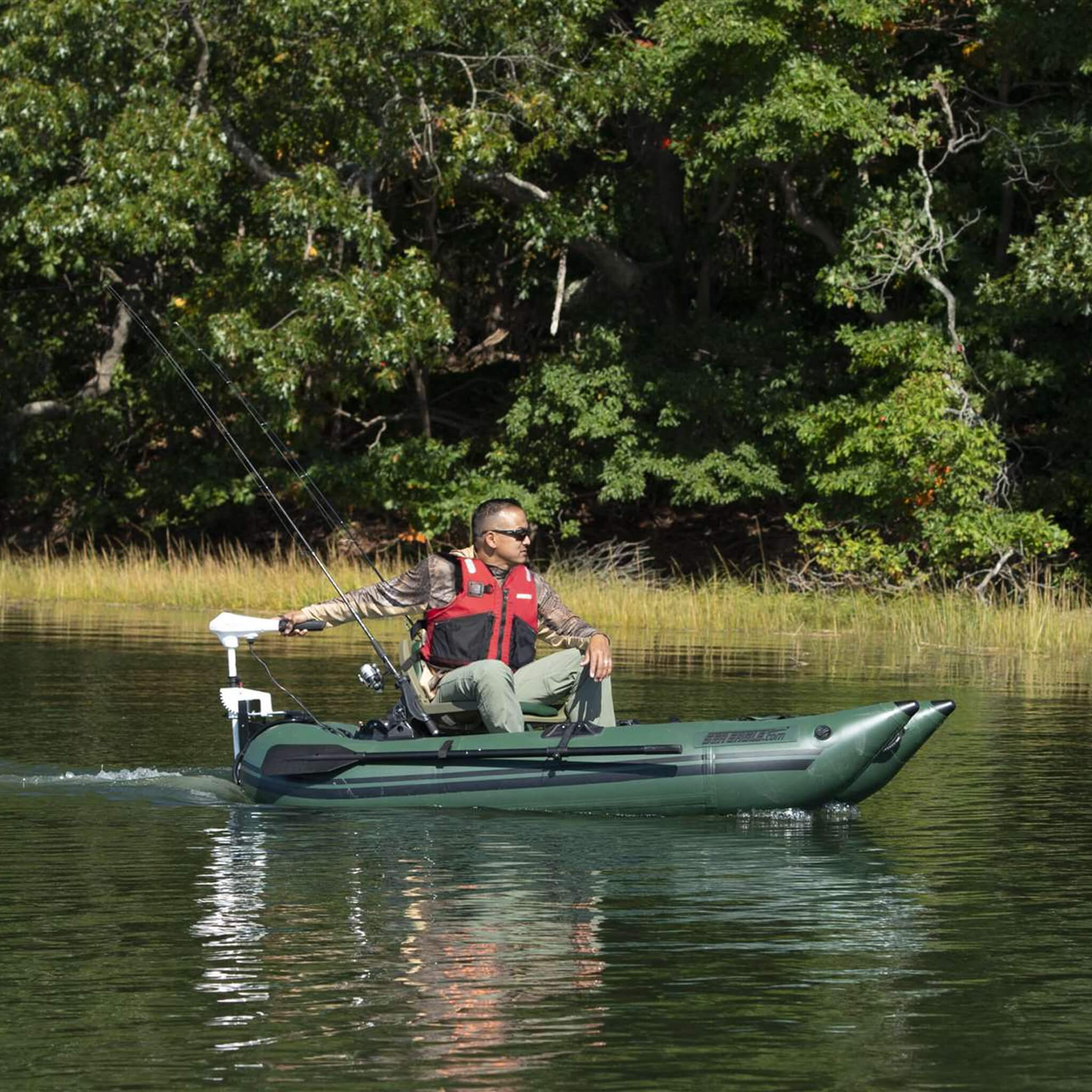 Sea Eagle 1-Person Frameless Pontoon Inflatable Fishing Boat, 9FT [285FPBK] (SAK93163)