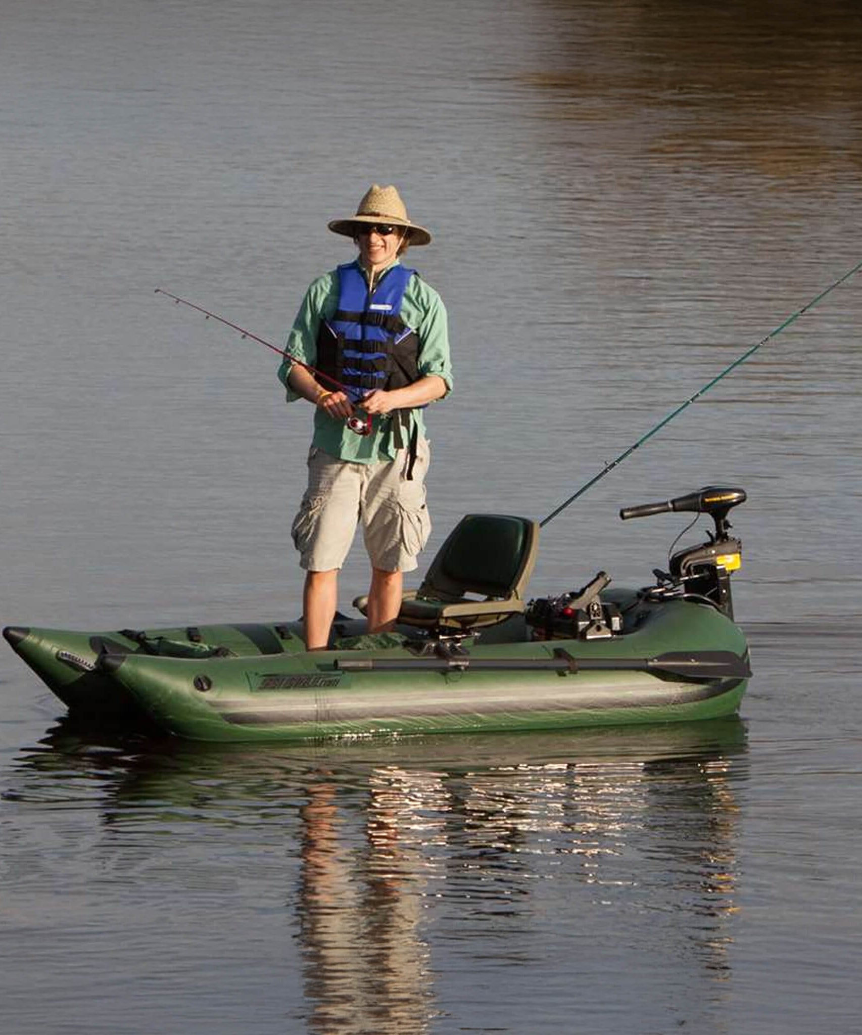 Sea Eagle 1-Person Frameless Pontoon Inflatable Fishing Boat, 9FT [285FPBK] (SAK93163)