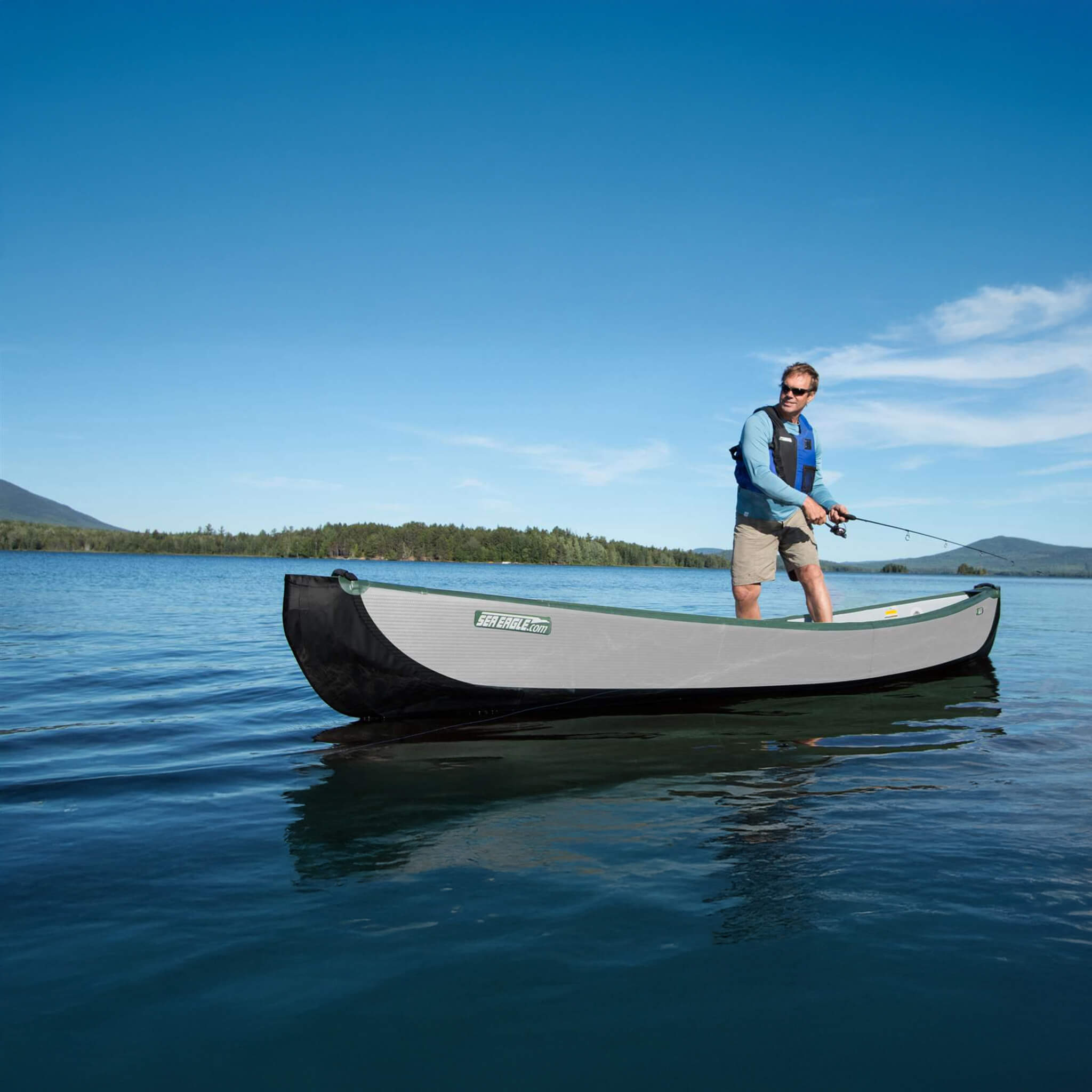 Sea Eagle 3-People TC16 High Pressure All Drop Stitch Inflatable Travel Canoe, 16FT [TC16K] (SAK43086)