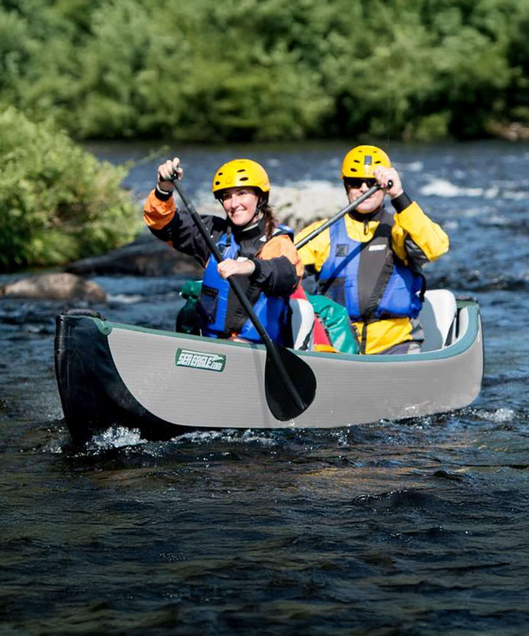 Sea Eagle 3-People TC16 High Pressure All Drop Stitch Inflatable Travel Canoe, 16FT [TC16K] (SAK43086)