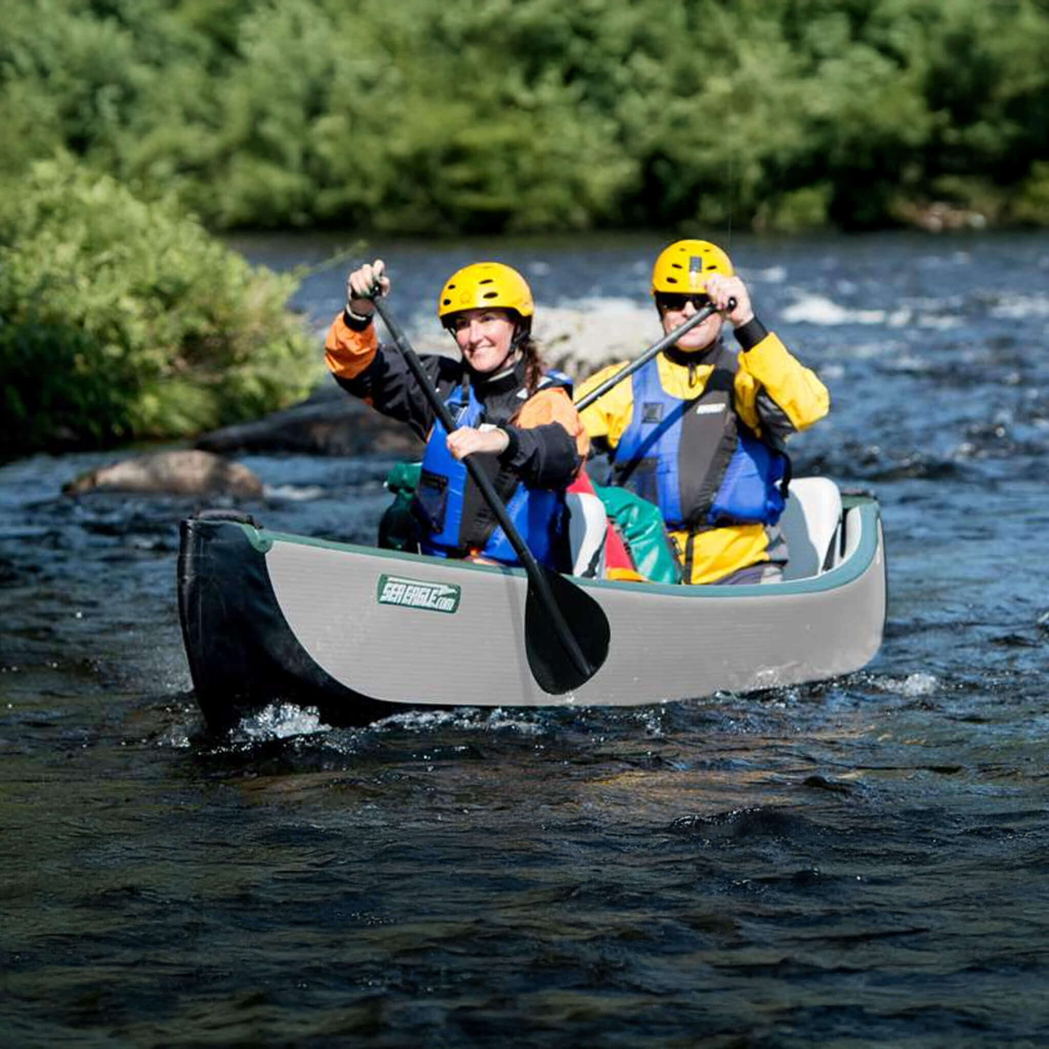Sea Eagle 3-People TC16 High Pressure All Drop Stitch Inflatable Travel Canoe, 16FT [TC16K] (SAK43086)