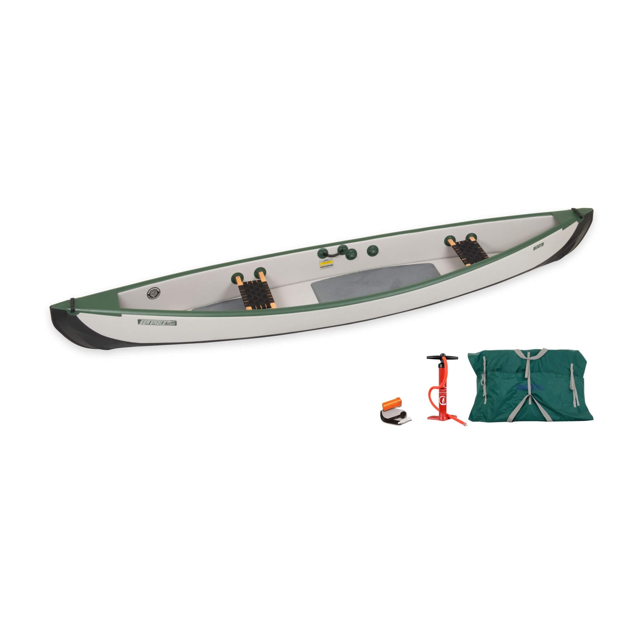 Sea Eagle 3-People TC16 High Pressure All Drop Stitch Inflatable Travel Canoe, 16FT [TC16K] (SAK43086)