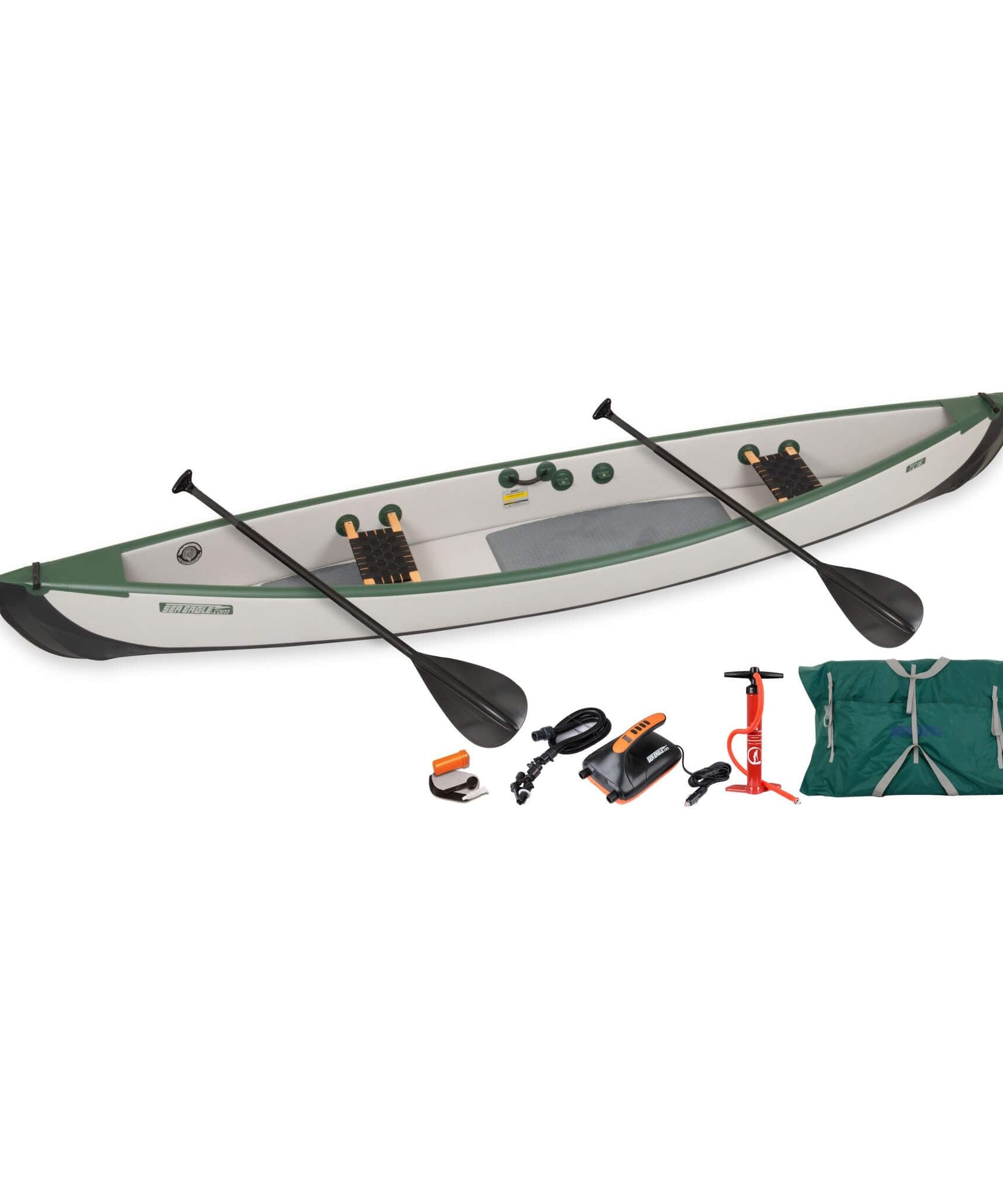 Sea Eagle 3-People TC16 High Pressure All Drop Stitch Inflatable Travel Canoe, 16FT [TC16K] (SAK43086)