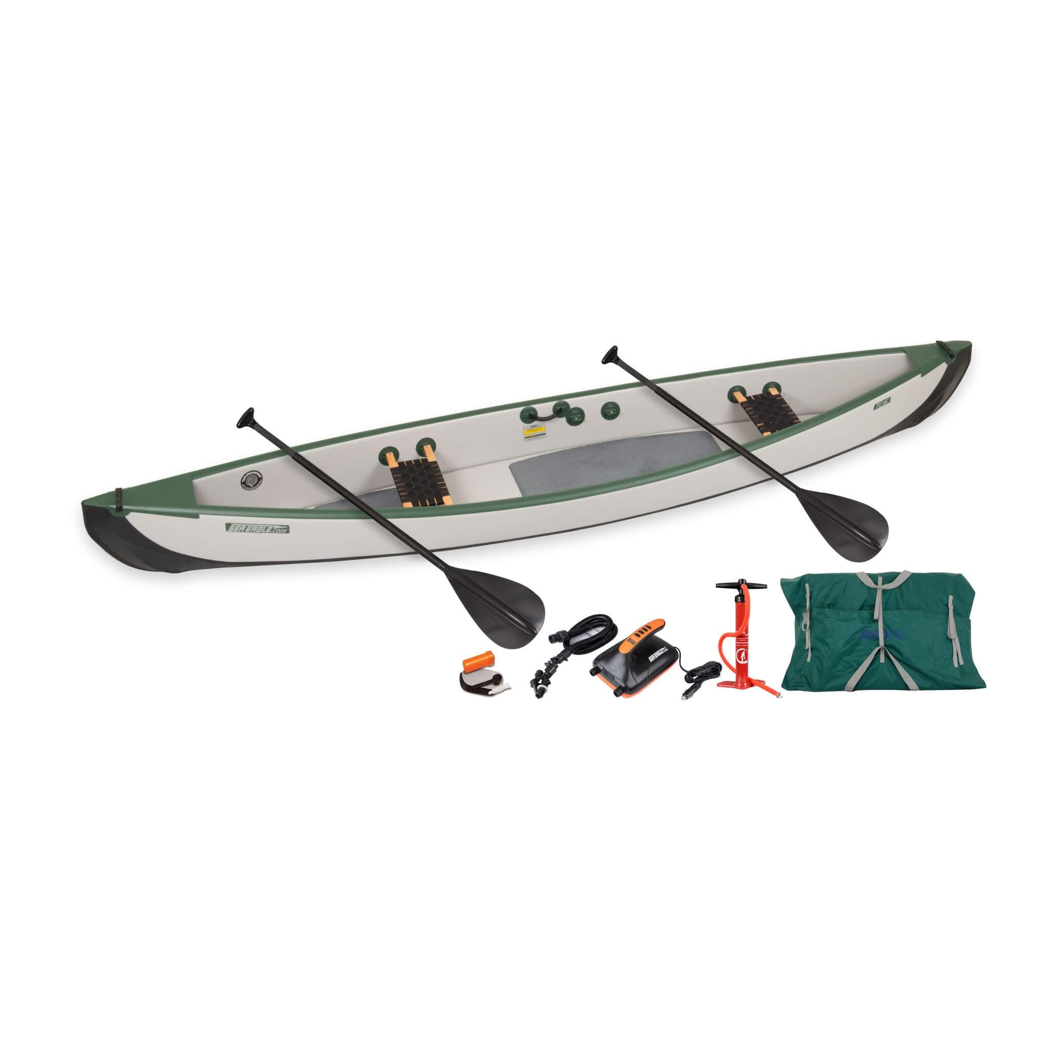 Sea Eagle 3-People TC16 High Pressure All Drop Stitch Inflatable Travel Canoe, 16FT [TC16K] (SAK43086)