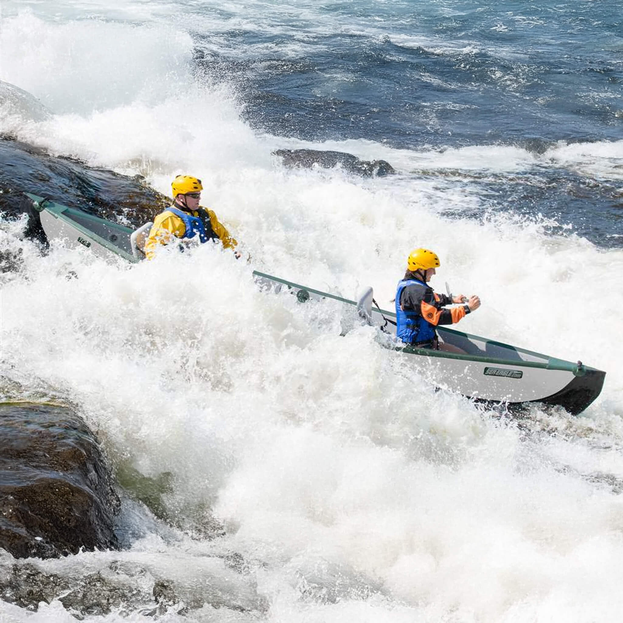 Sea Eagle 3-People TC16 High Pressure All Drop Stitch Inflatable Travel Canoe, 16FT [TC16K] (SAK43086)