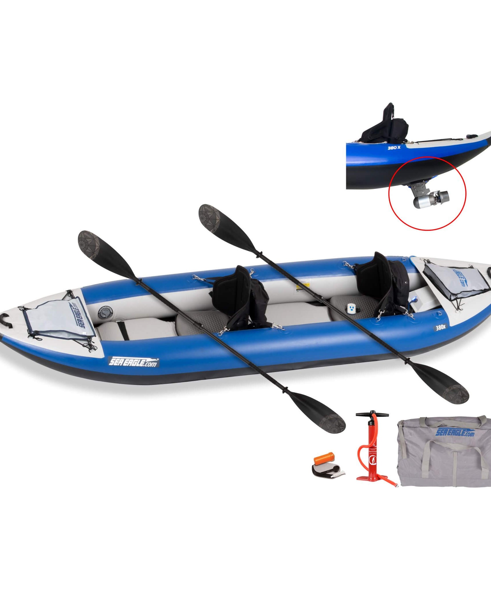 Sea Eagle 380X Explorer 3-Person Inflatable Kayak With Large Removable Rear Center Skeg [380XK] (SAK97562)