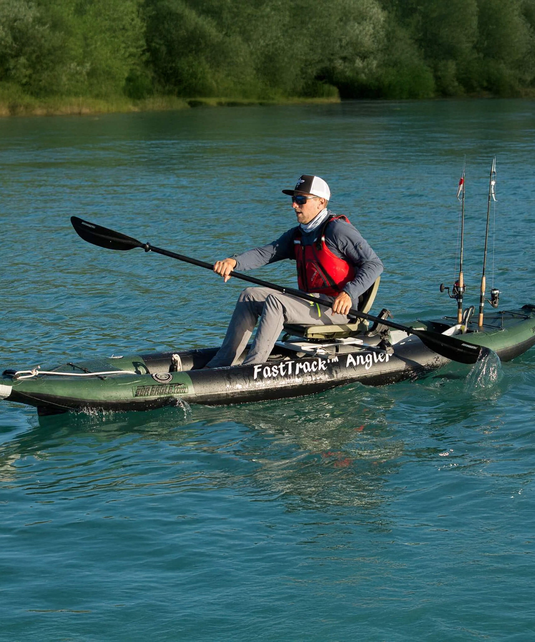 Sea Eagle 385FTA FastTrack 12FT 2- Persons Angler Inflatable Hunter Green Fishing Kayak [385FTAK] (SAK80139)