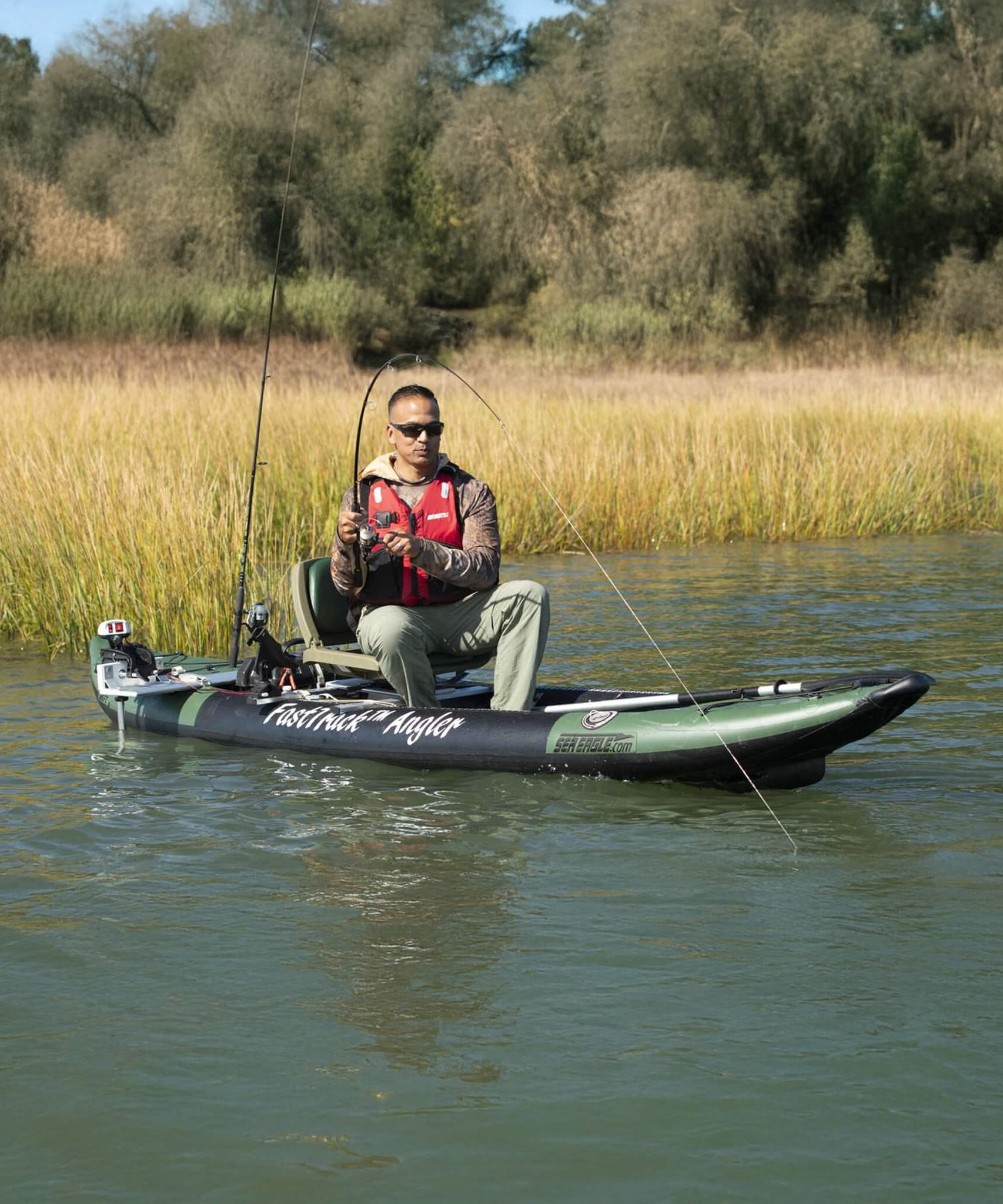 Sea Eagle 385FTA FastTrack 12FT 2- Persons Angler Inflatable Hunter Green Fishing Kayak [385FTAK] (SAK80139)