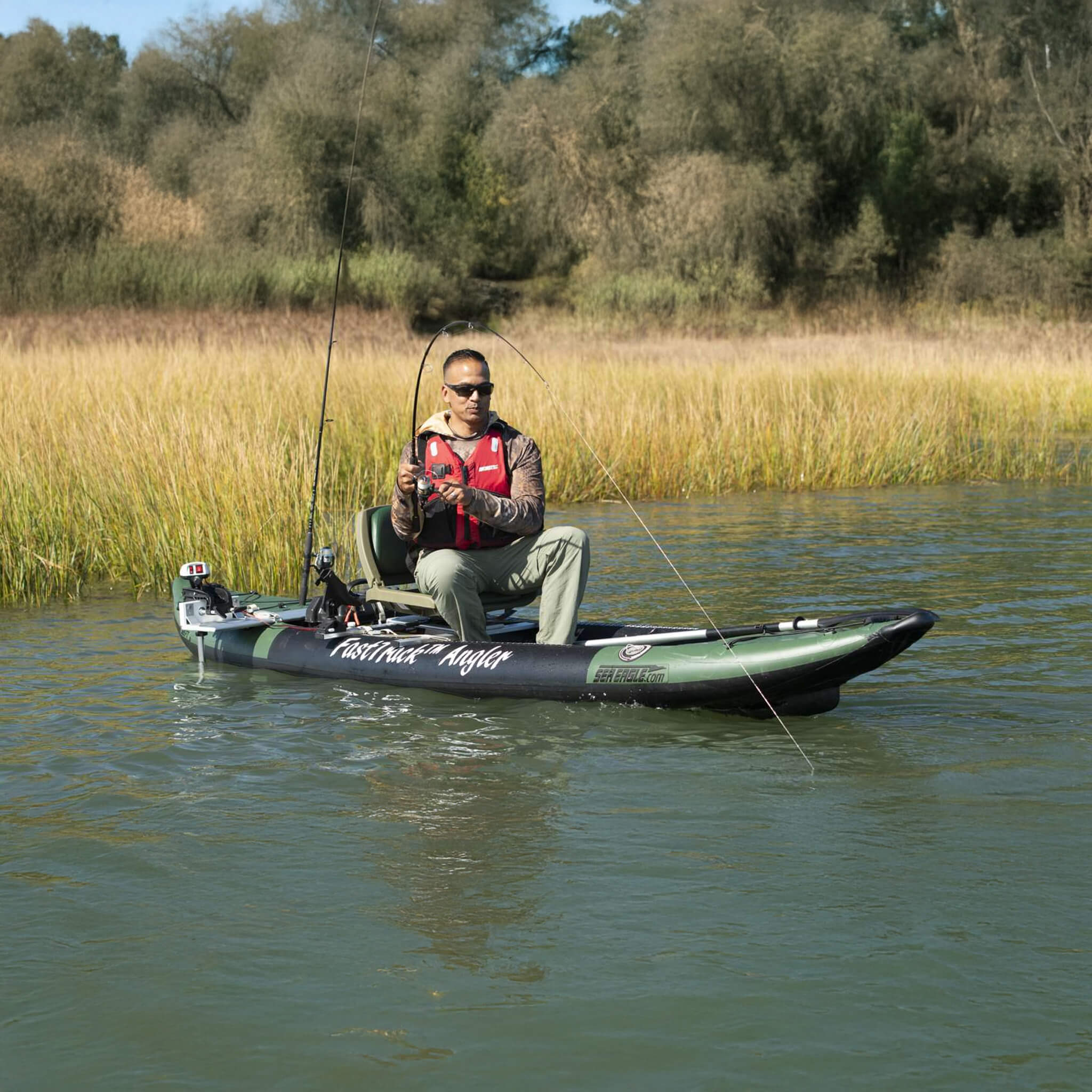 Sea Eagle 385FTA FastTrack 12FT 2- Persons Angler Inflatable Hunter Green Fishing Kayak [385FTAK] (SAK80139)