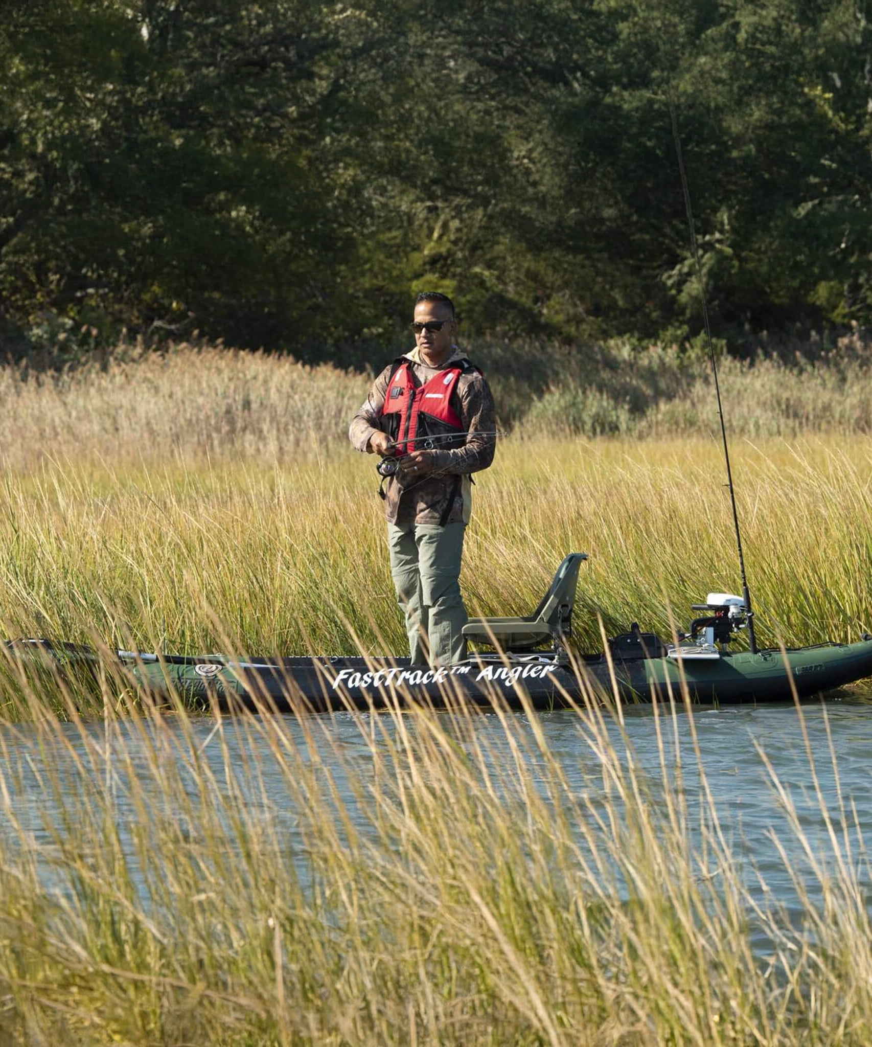 Sea Eagle 385FTA FastTrack 12FT 2- Persons Angler Inflatable Hunter Green Fishing Kayak [385FTAK] (SAK80139)