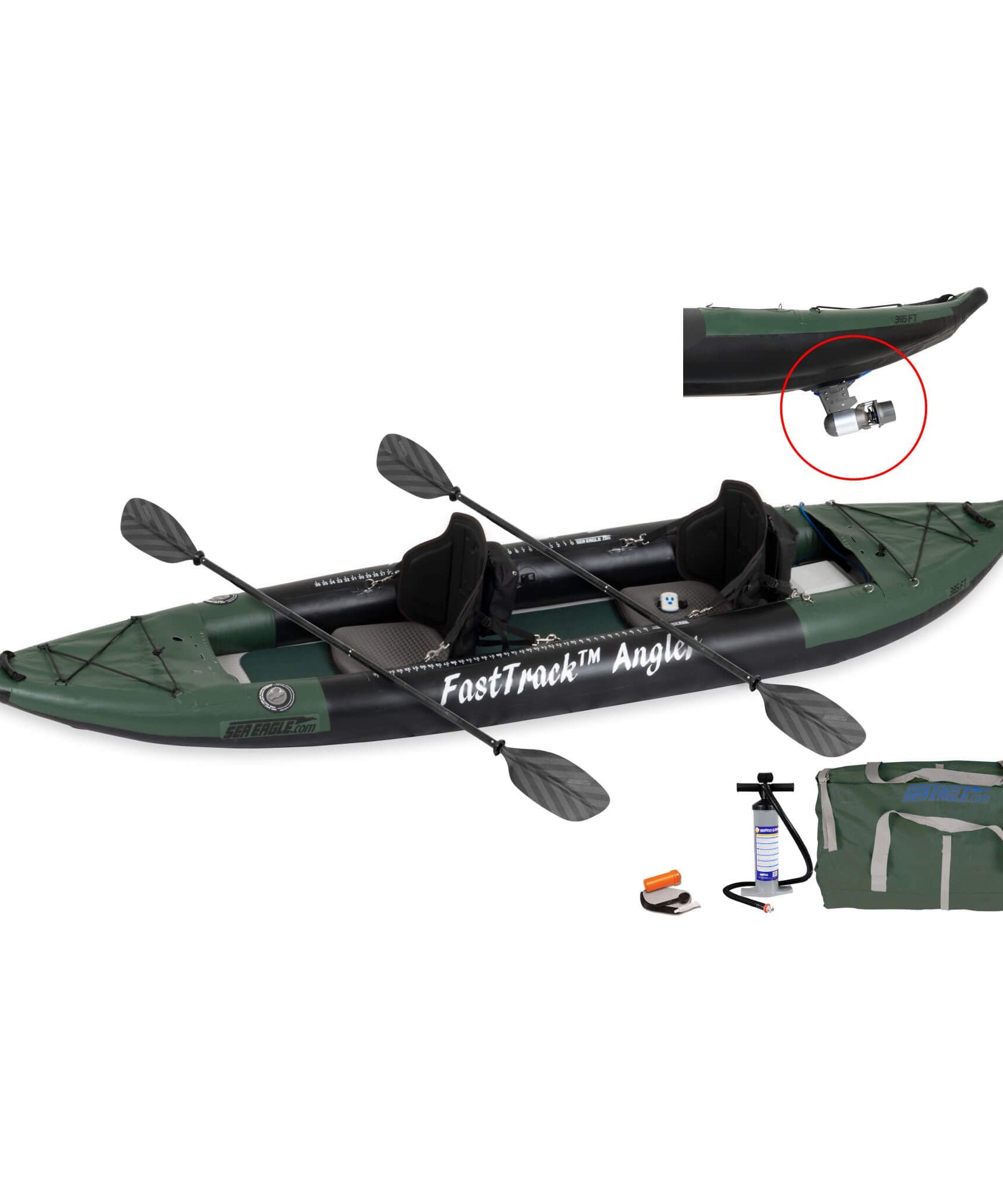 Sea Eagle 385FTA FastTrack 12FT 2- Persons Angler Inflatable Hunter Green Fishing Kayak [385FTAK] (SAK80139)