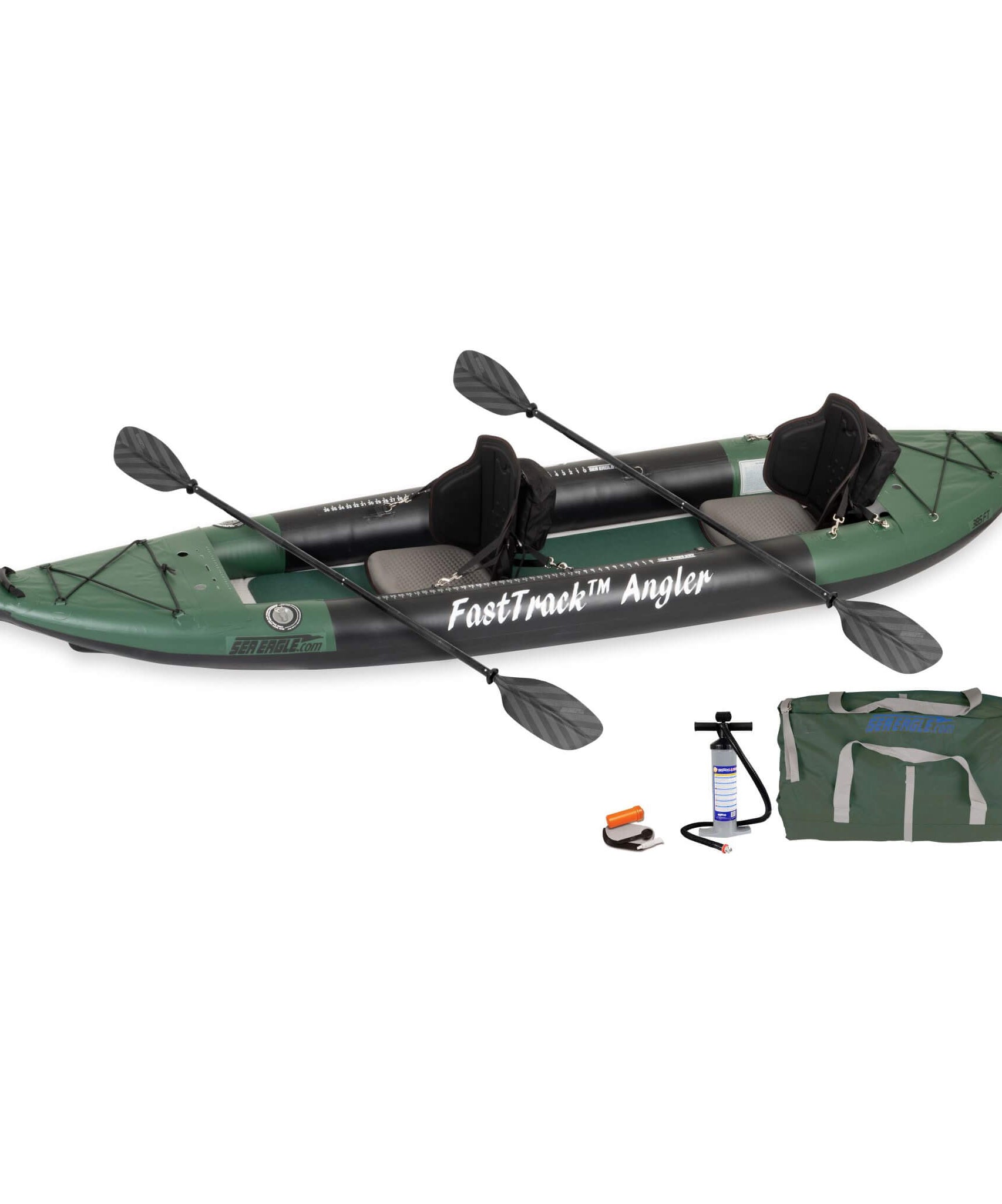 Sea Eagle 385FTA FastTrack 12FT 2- Persons Angler Inflatable Hunter Green Fishing Kayak [385FTAK] (SAK80139)