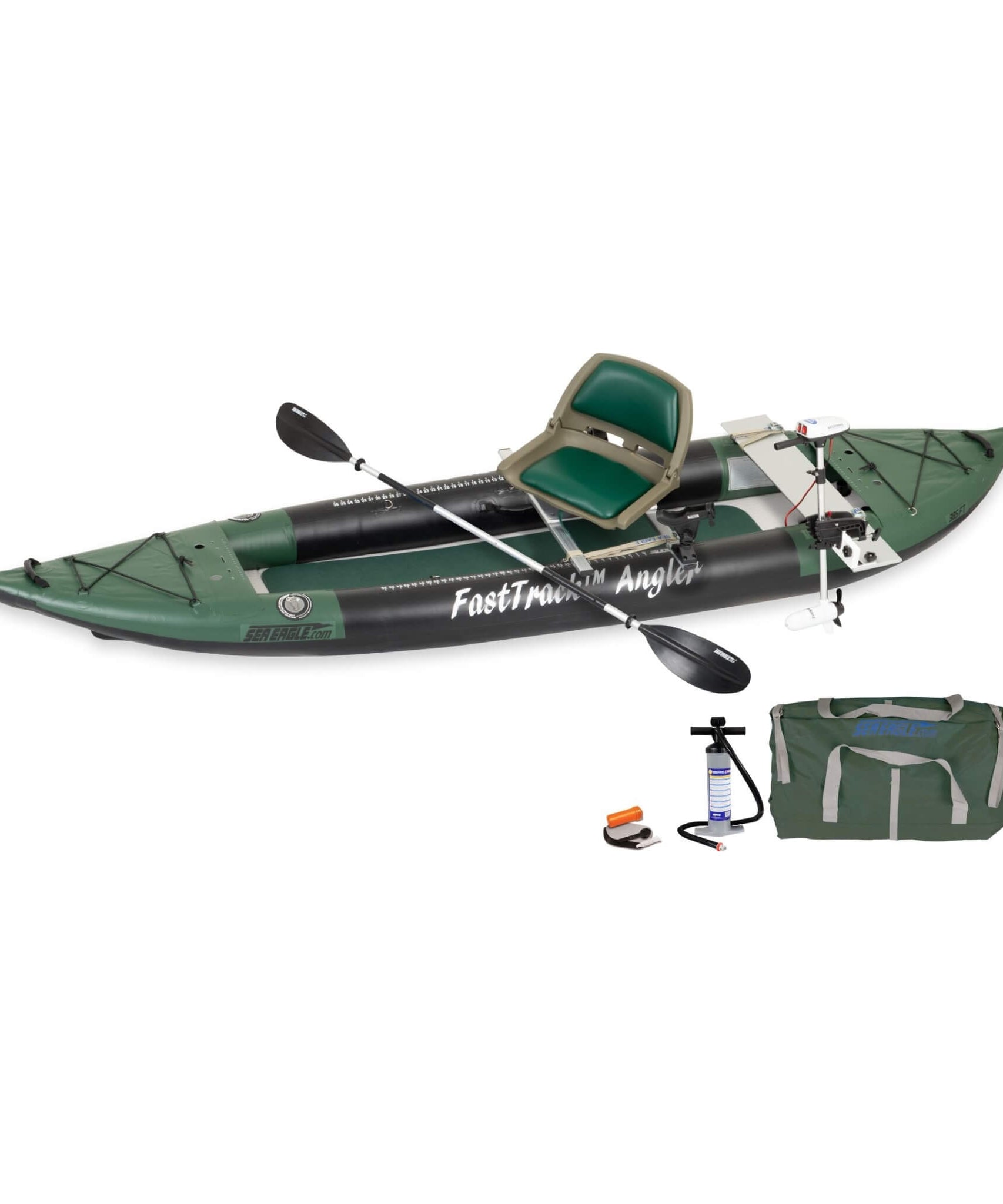 Sea Eagle 385FTA FastTrack 12FT 2- Persons Angler Inflatable Hunter Green Fishing Kayak [385FTAK] (SAK80139)