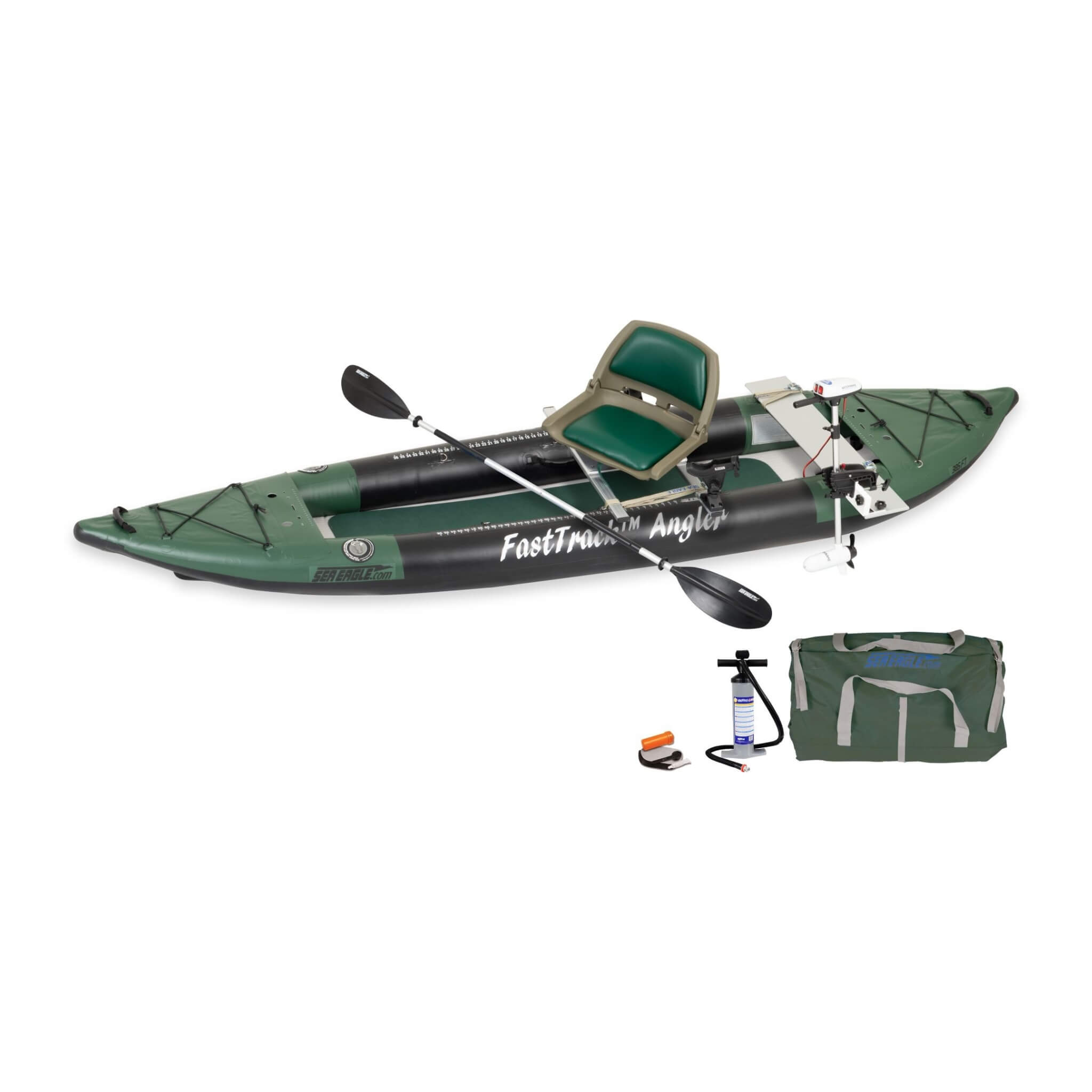Sea Eagle 385FTA FastTrack 12FT 2- Persons Angler Inflatable Hunter Green Fishing Kayak [385FTAK] (SAK80139)