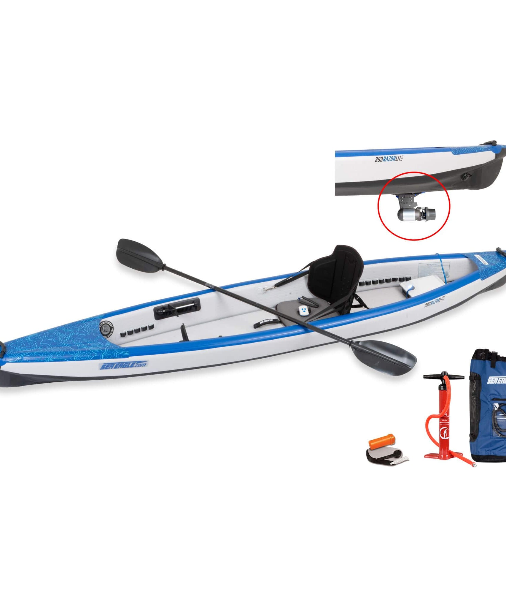 Sea Eagle 393RL RazorLite 1-Person Inflatable Lightweight Kayak With Adjustable Footrests [393RLK] (SAK13961)