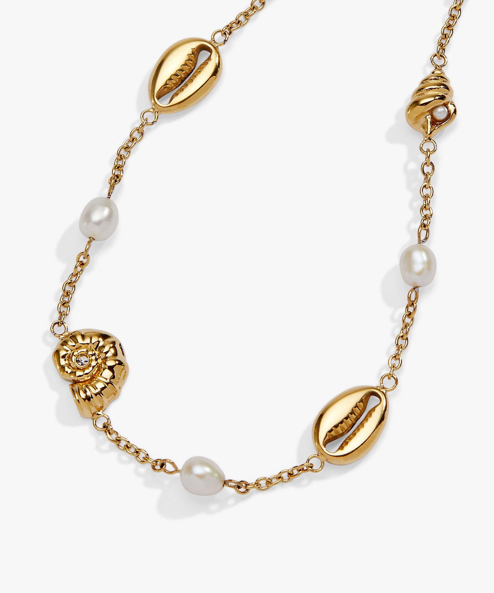 Seashell & Pearl Inline Charm Anklet