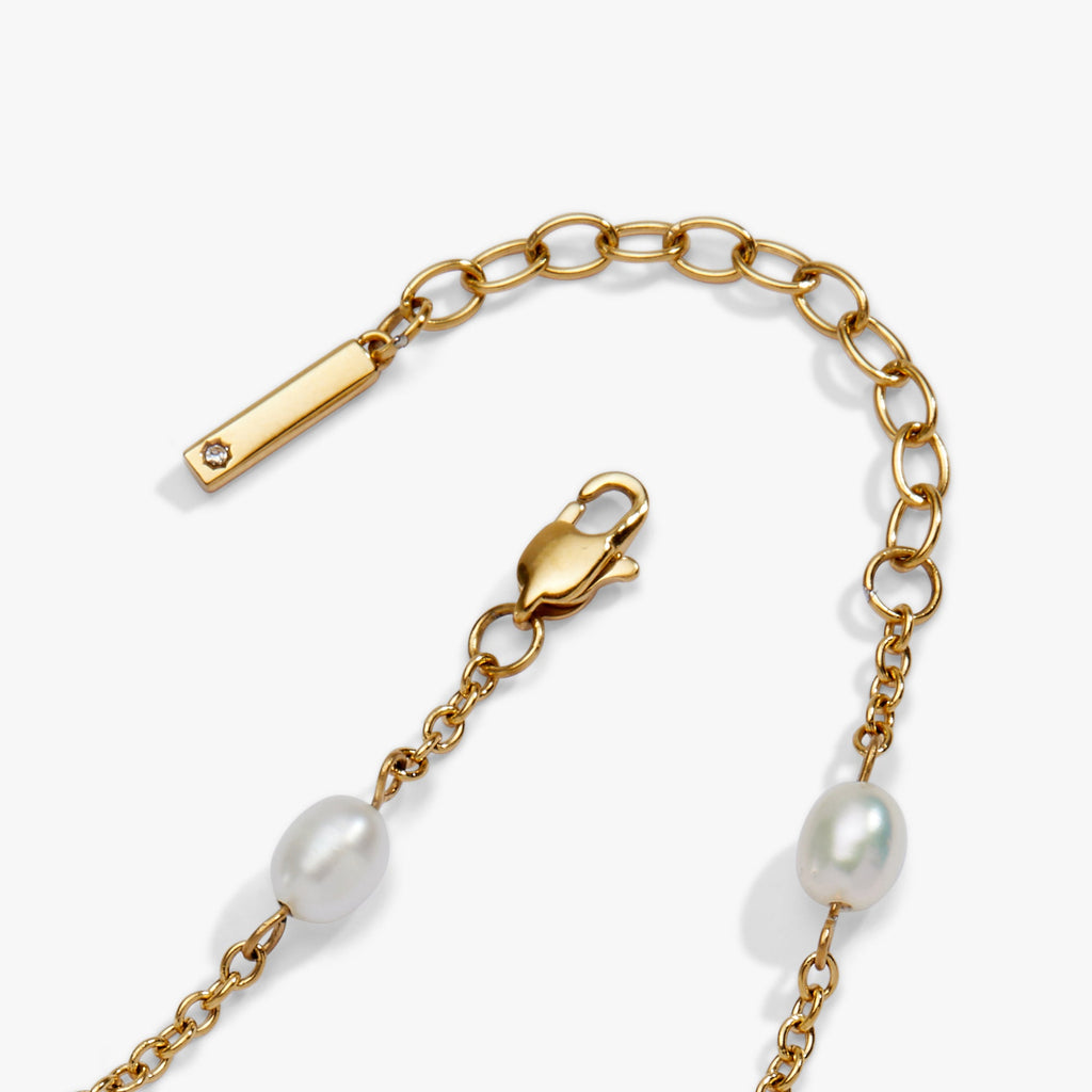 Seashell & Pearl Inline Charm Anklet