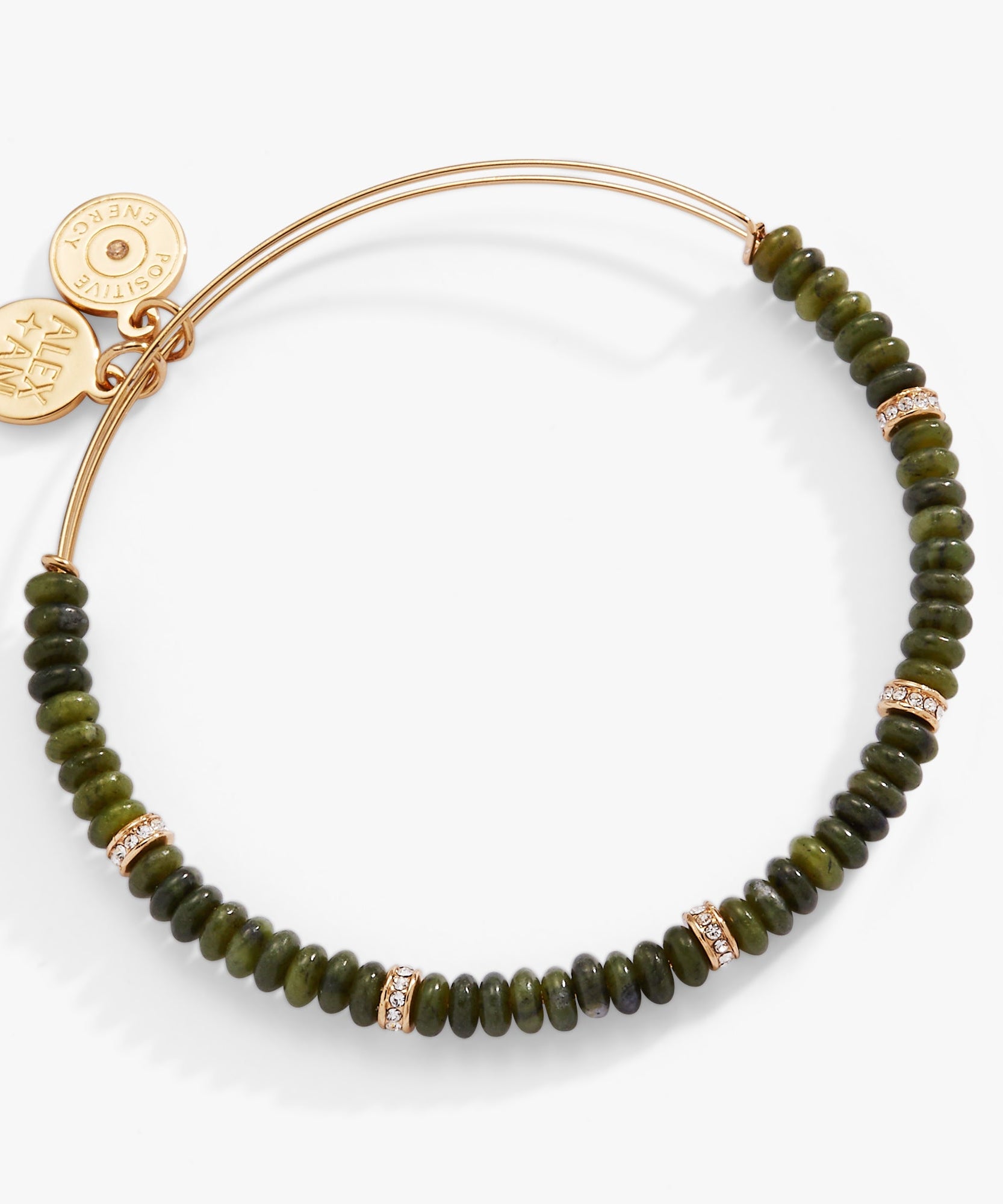 Green Semi-Precious Rondelle Beaded Bangle