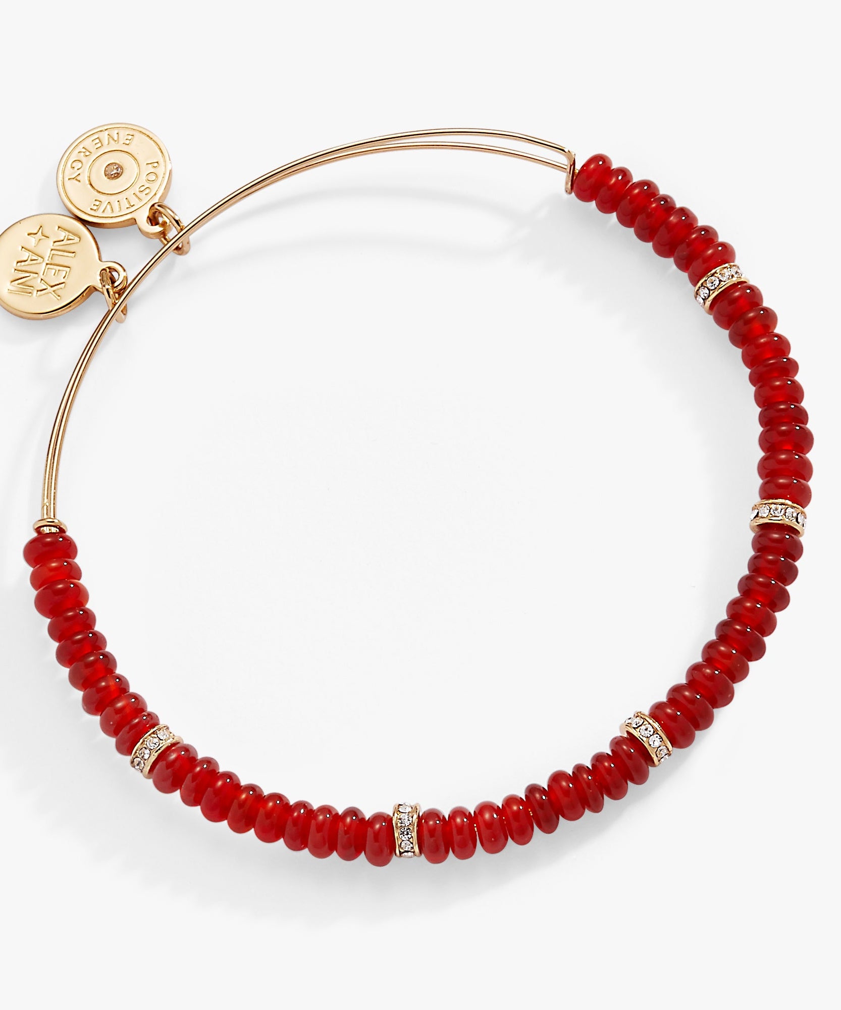 Red Semi-Precious Rondelle Beaded Bangle
