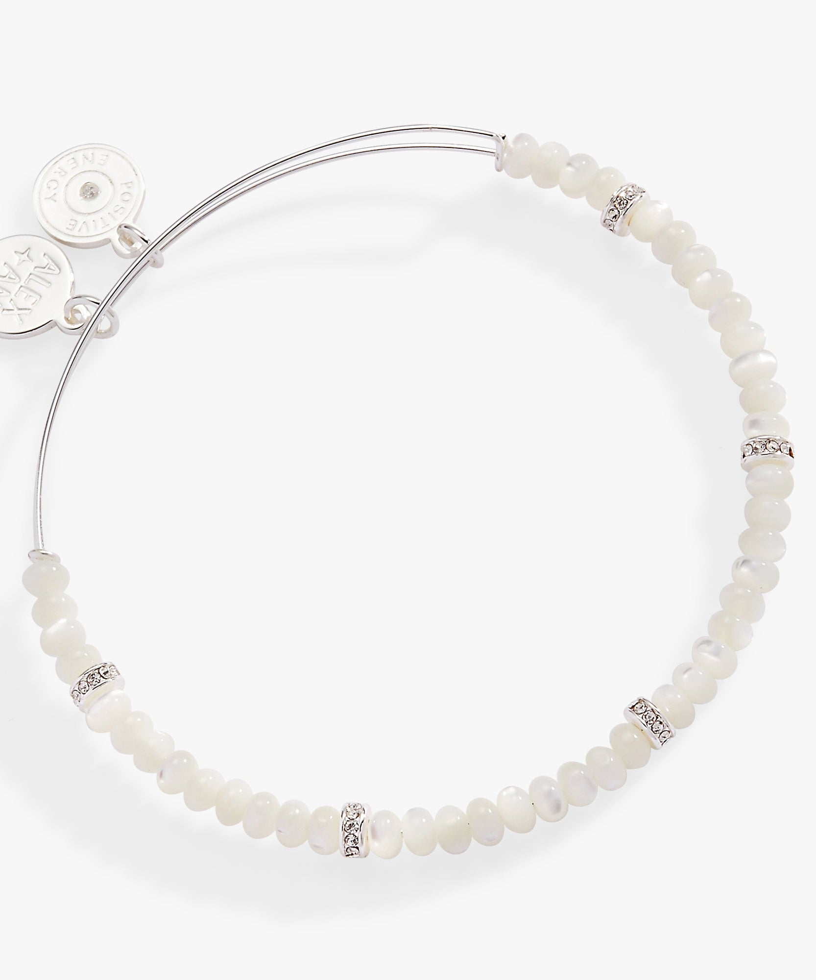White Semi-Precious Rondelle Beaded Bangle