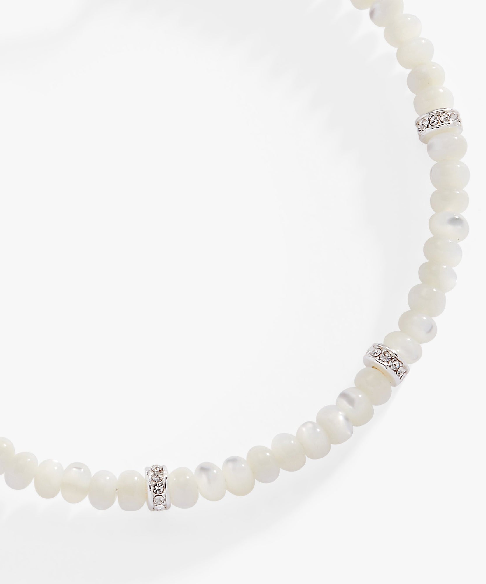 White Semi-Precious Rondelle Beaded Bangle