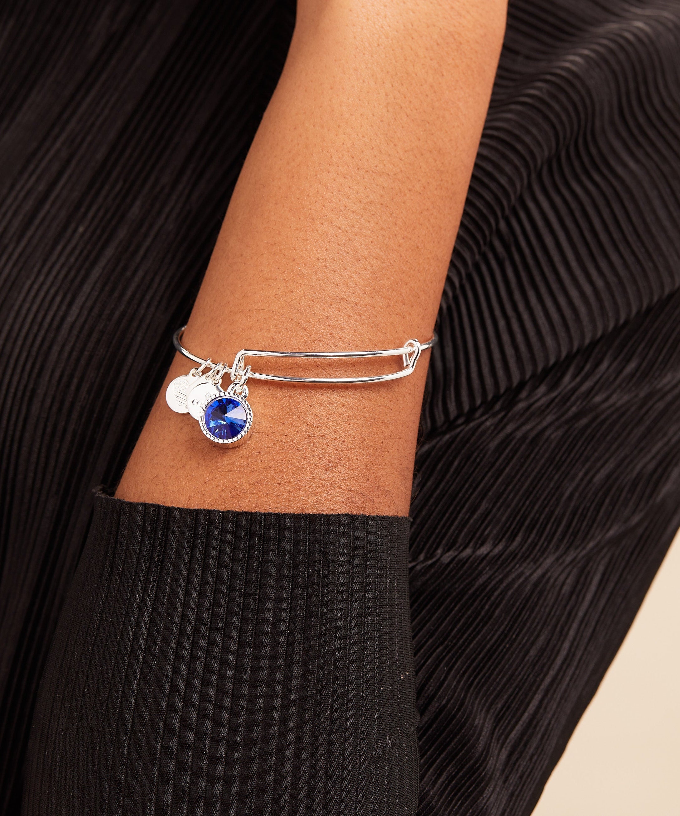 September Birthstone Charm Bangle, Sapphire