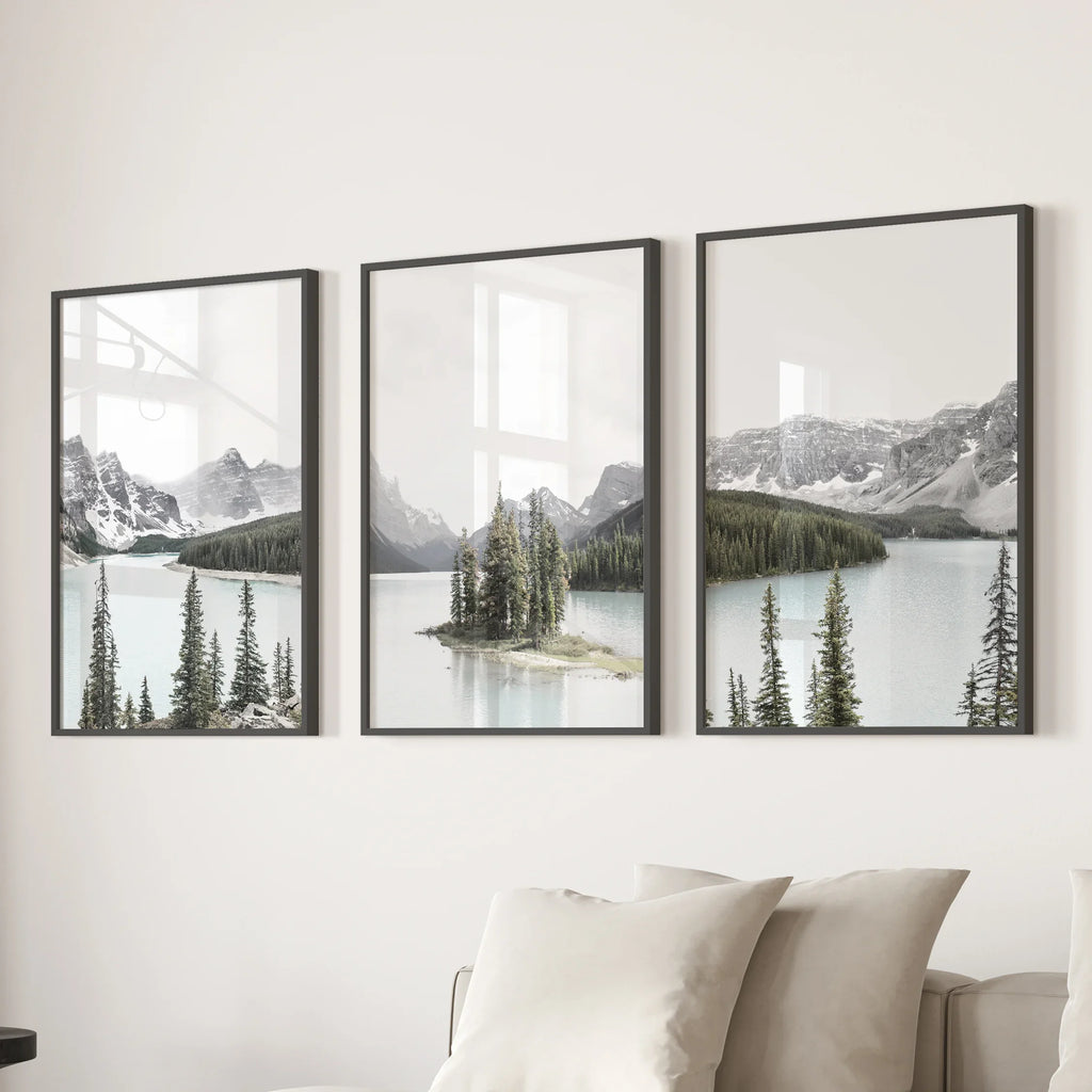 Canada Mountain Lake Poster. 3 Piece Nature Wall Art
