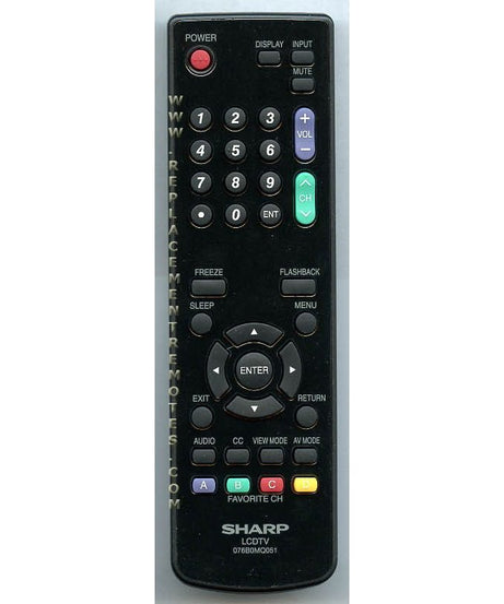 Sharp 076B0MQ051 TV Remote Control