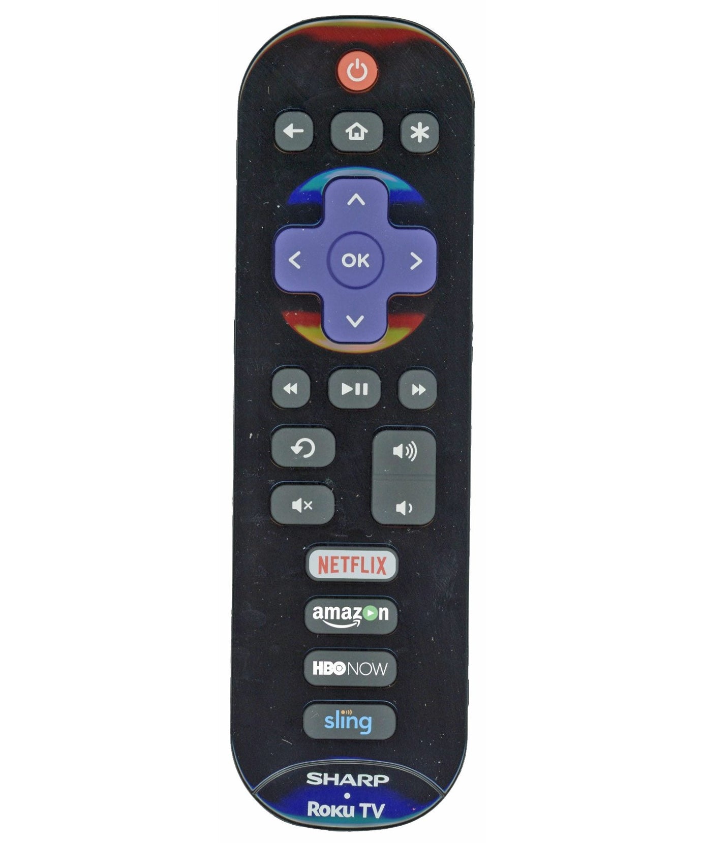 Sharp EN3B32R ROKU TV Remote Control | IR | Netflix | Amazon | HBO Now | Sling - EN3B32R