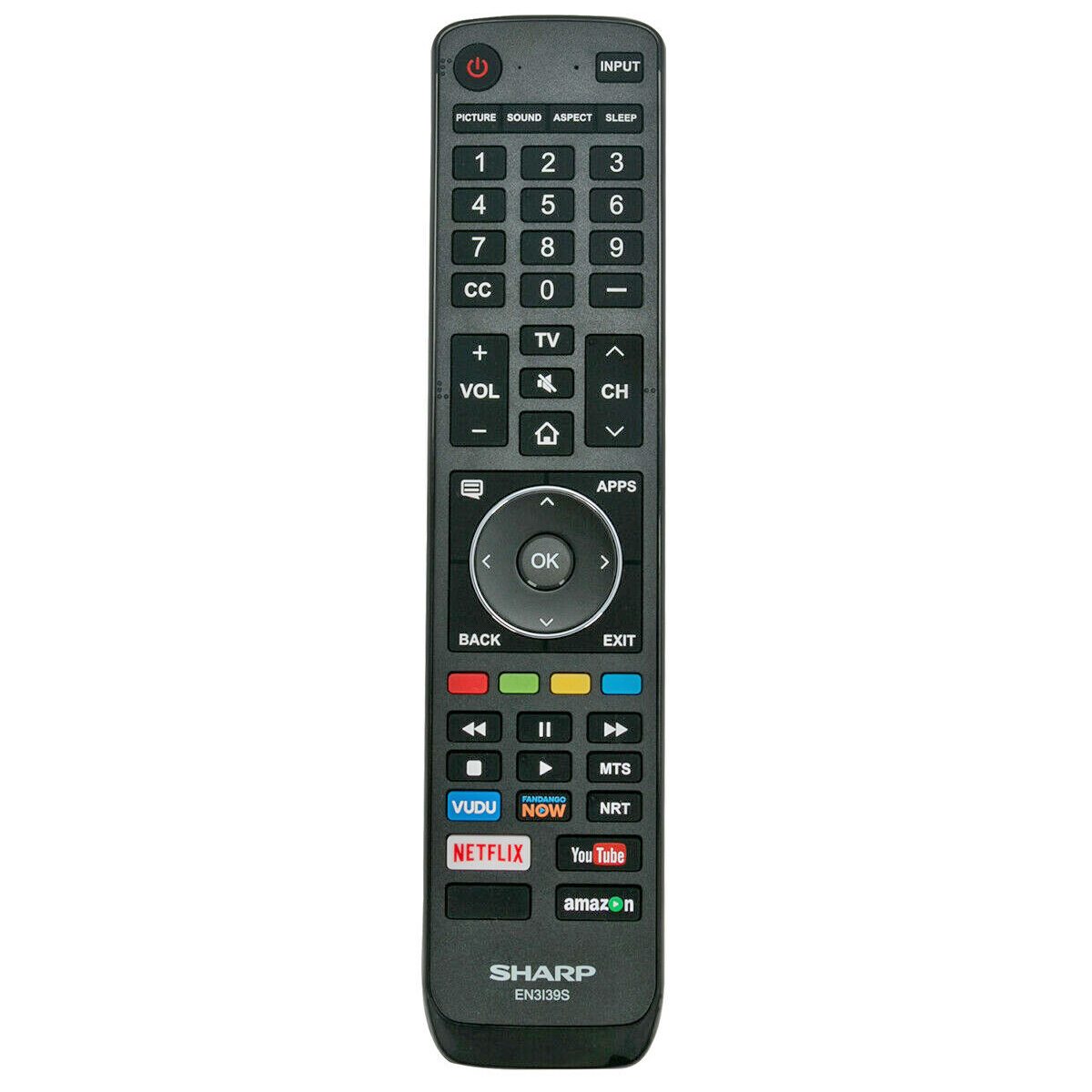 Sharp EN3I39S 2018 Smart TV Remote Control for Sharp Smart TVs | Vudu | Fandango | Netflix | YouTube | Amazon - EN3I39S